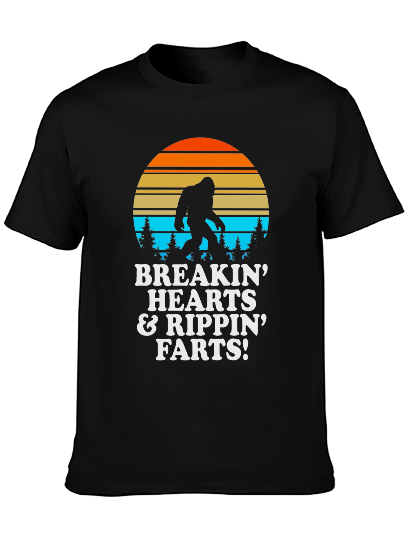 Black Breakin Hearts & Rippin Farts Bigfoot T-Shirt view 3