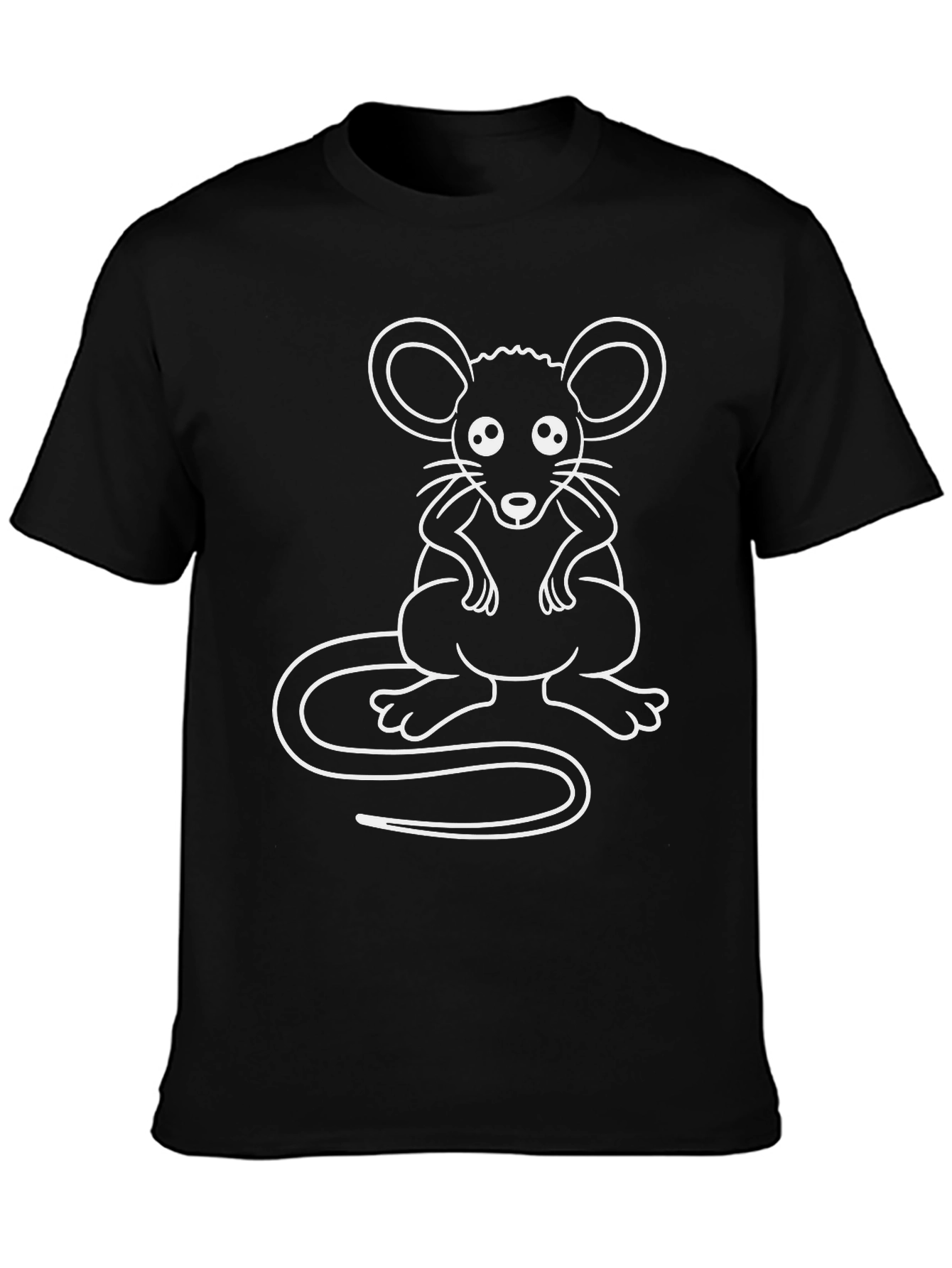 Black Cute Mouse Graphic T-Shirt - Black Cotton Blend view 3