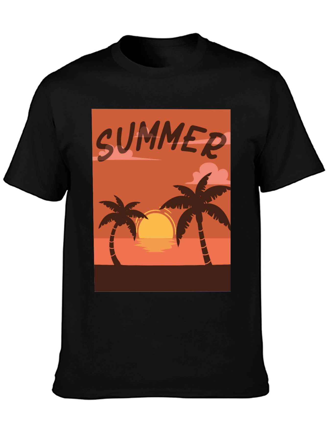 Black Summer Sunset Palm Tree T-Shirt view 3