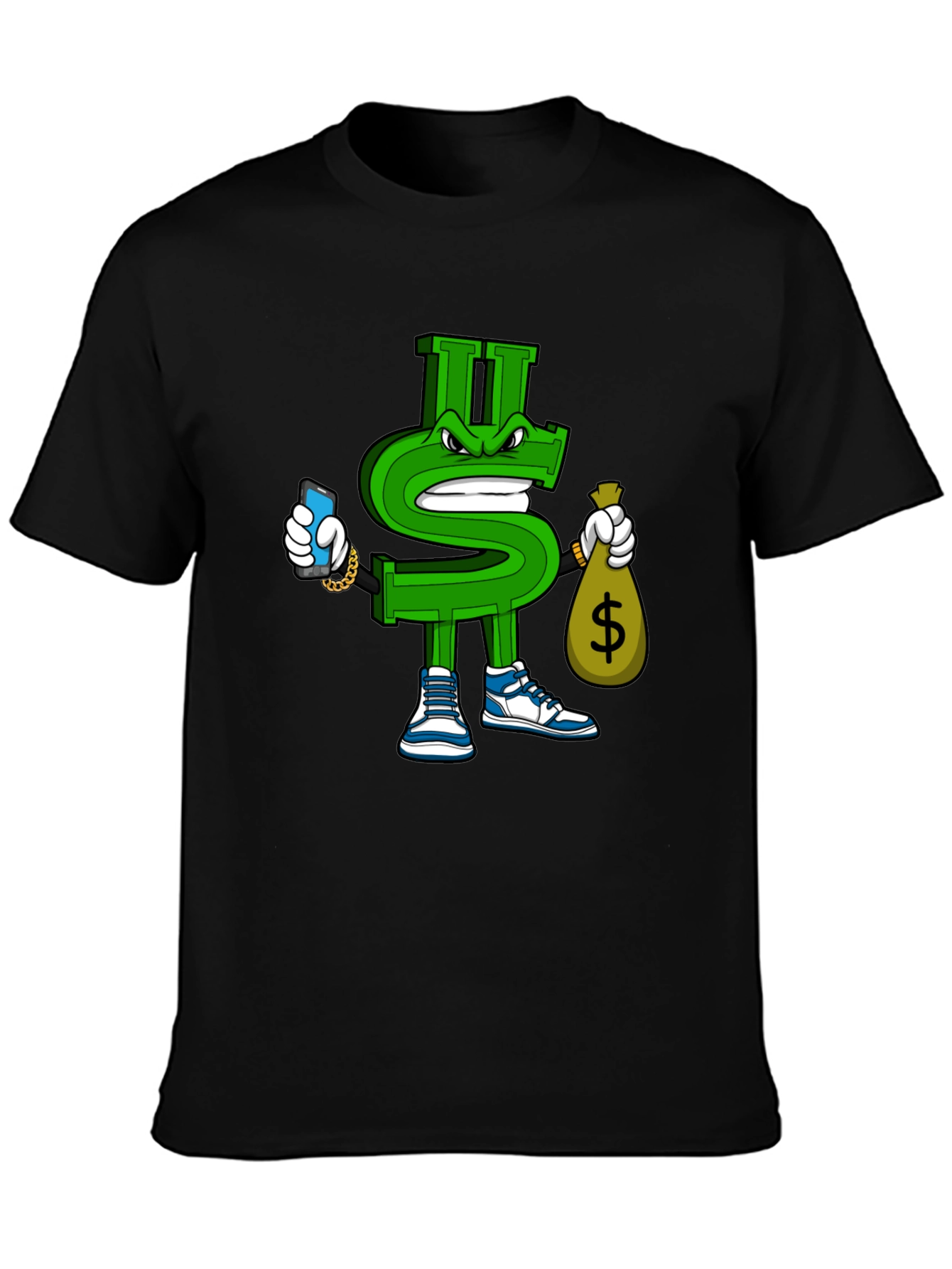 Black Dollar Sign Graphic T-Shirt - Streetwear Style view 3