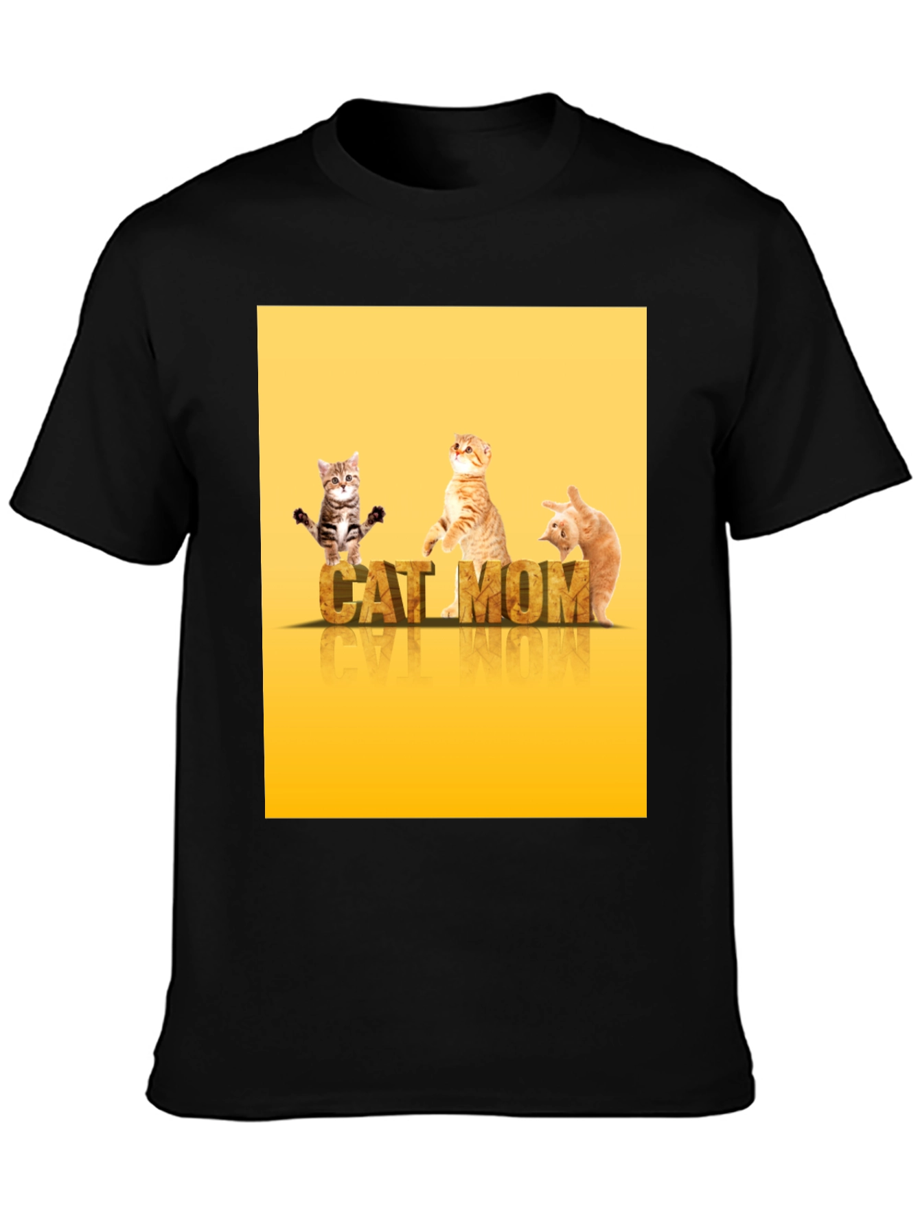 Black Cat Mom T-Shirt - Cute Kitten Design view 3