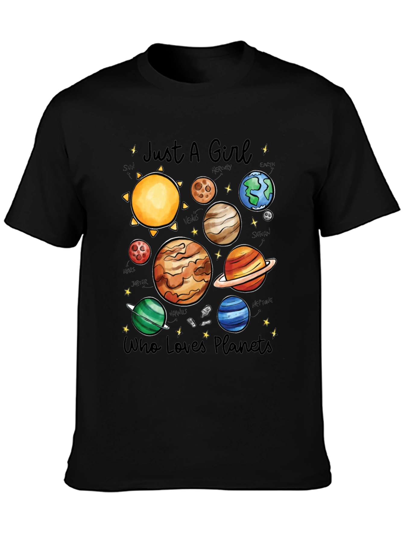 Girl Who Loves Planets T-Shirt - Space Lover Tee - 3