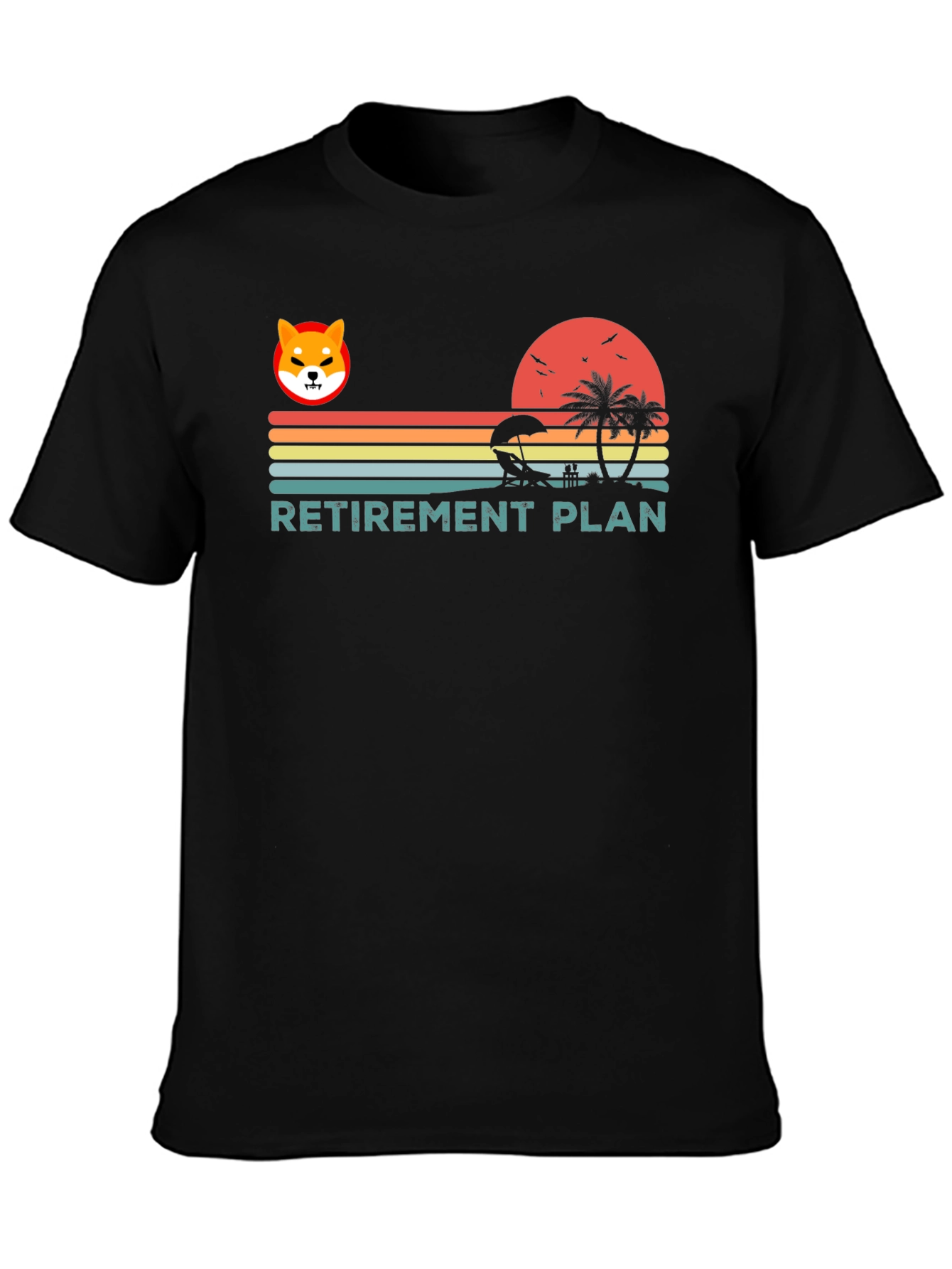 Black Retirement Plan Shiba Inu Beach T-Shirt view 3