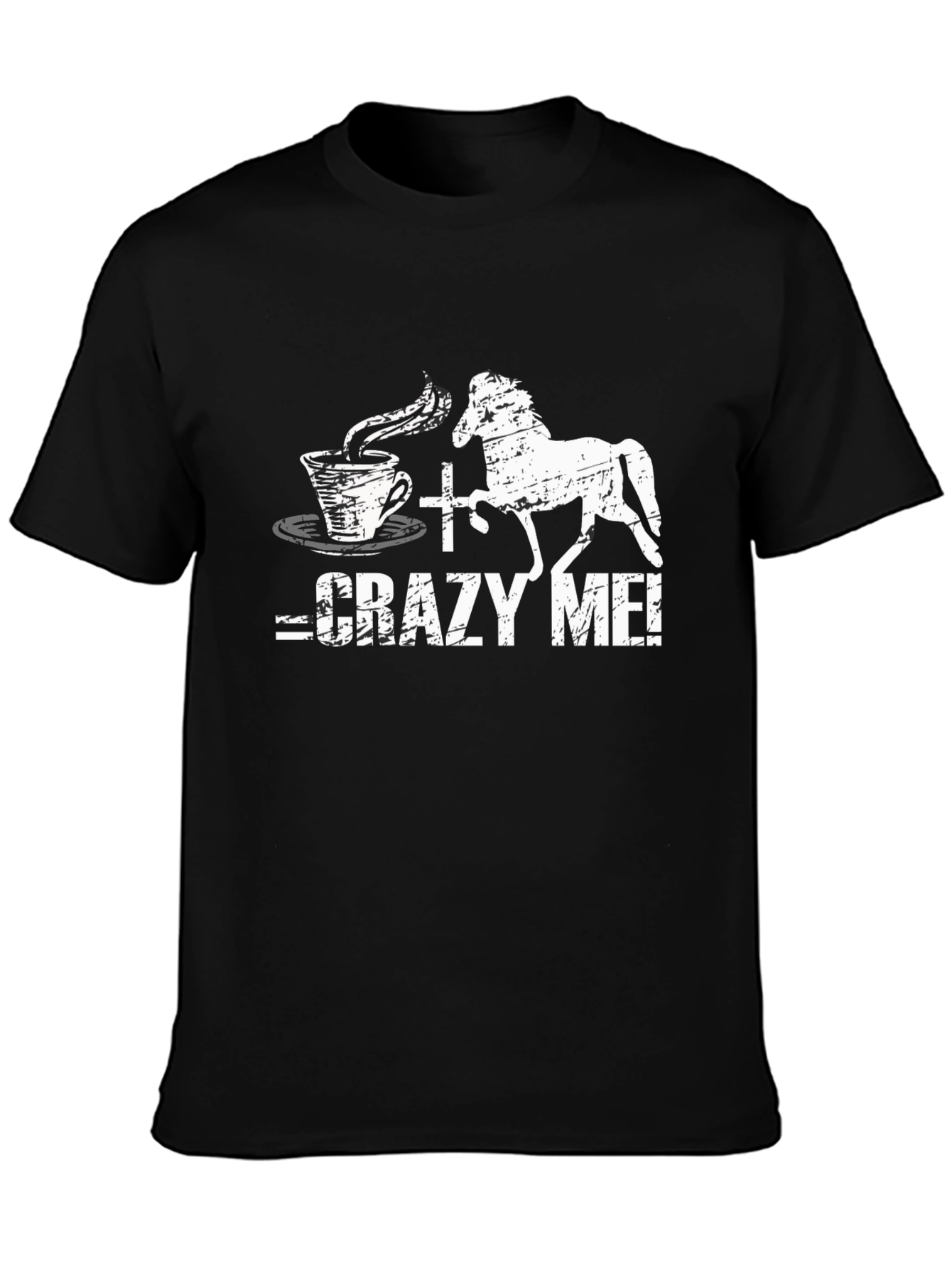 Black Crazy Coffee & Horse T-Shirt | Novelty Graphic Tee view 3