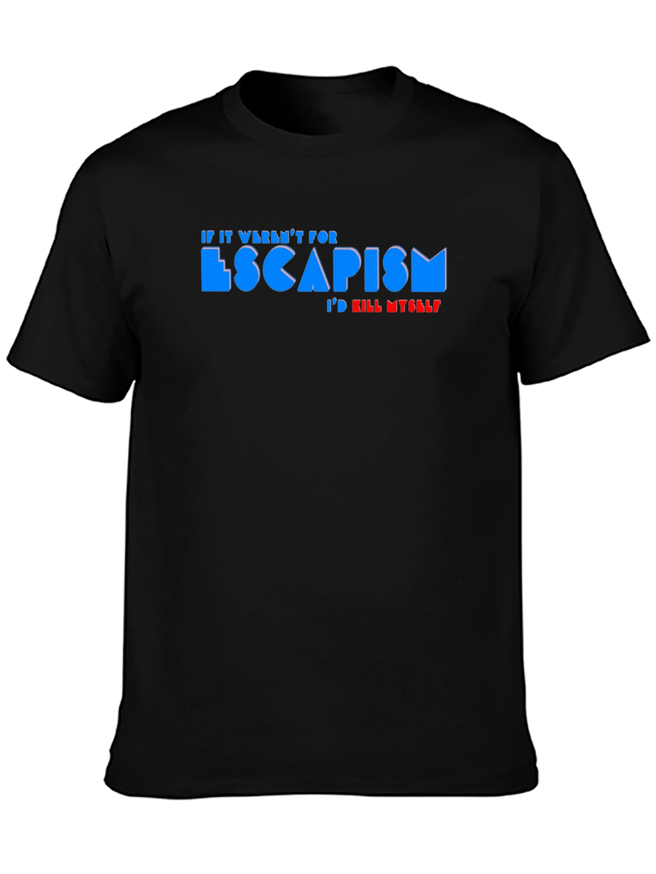 Black Escapism Graphic Tee - Funny Slogan T-Shirt view 3