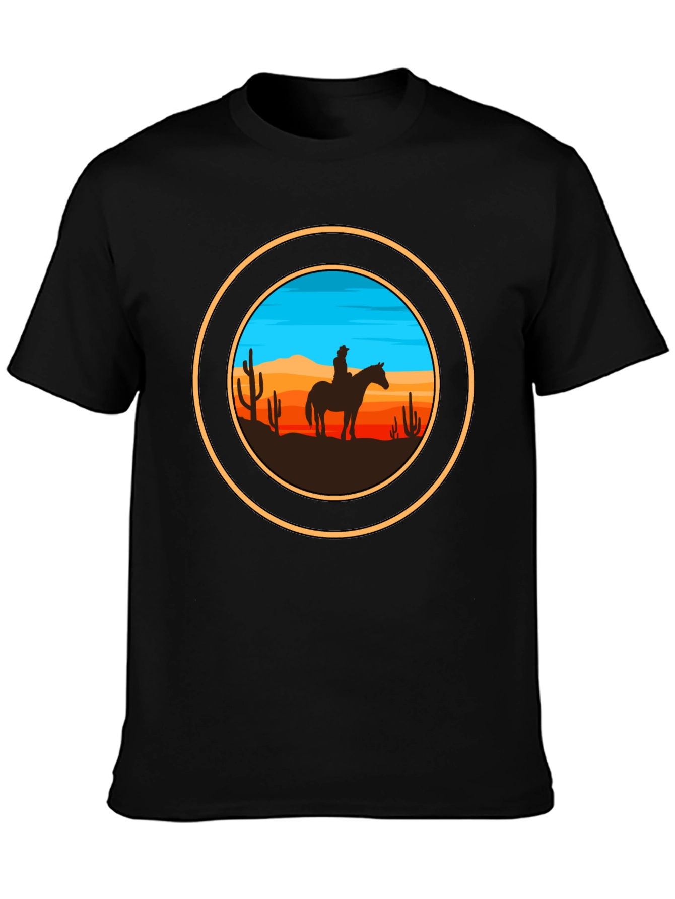 Black Cowboy Silhouette Graphic Tee view 3