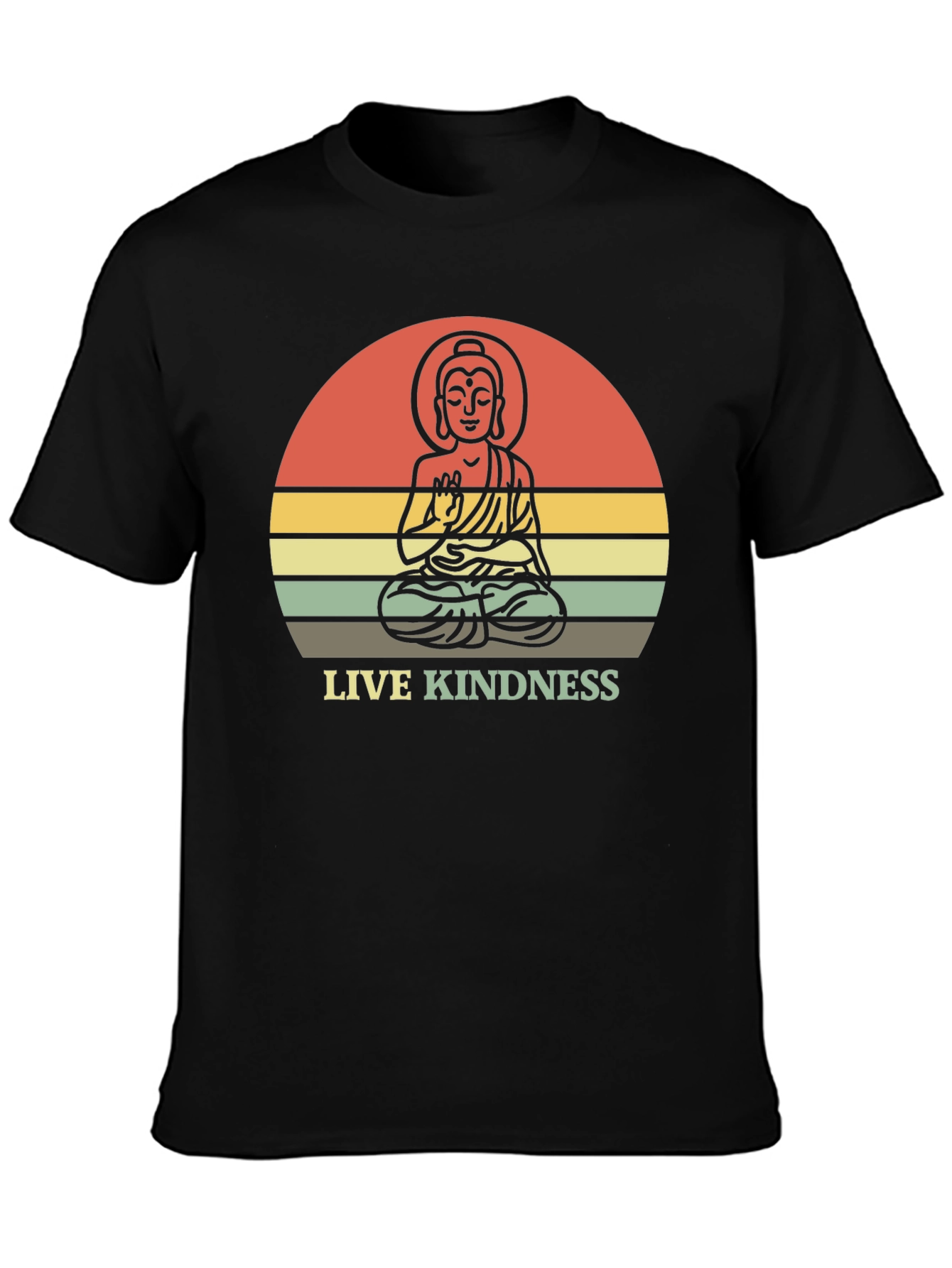 Black Live Kindness Buddha Graphic T-Shirt view 3
