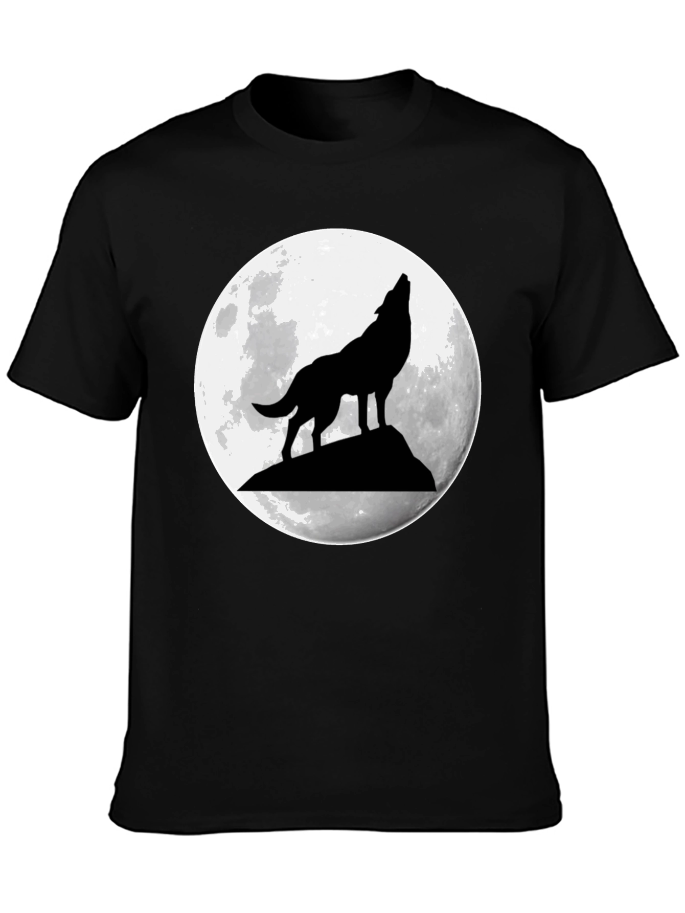 Black Wolf Moon Graphic Tee - Black Cotton T-Shirt view 3
