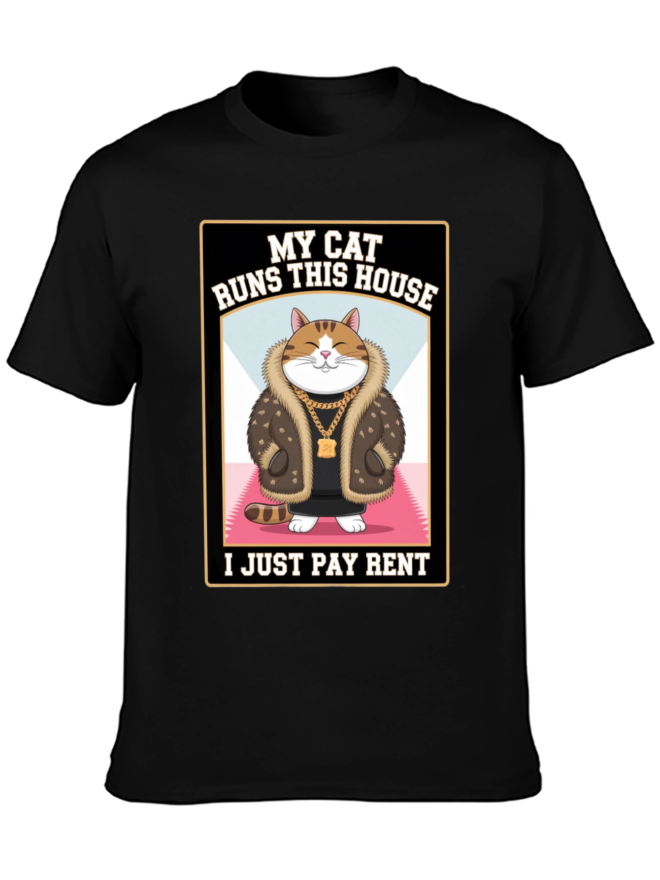 Black My Cat Runs This House T-Shirt Funny Cat Lover view 3