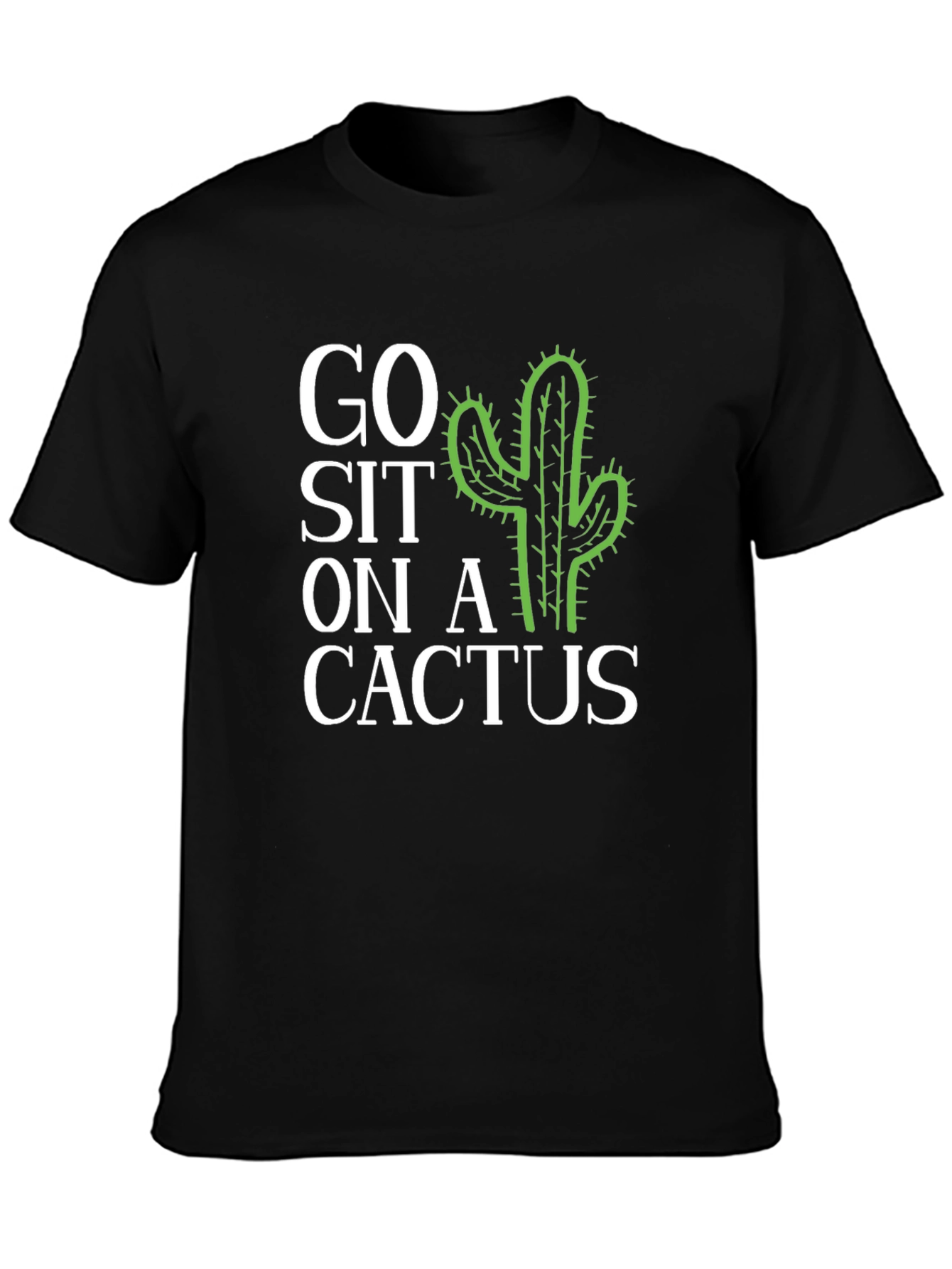 Black Go Sit on a Cactus Graphic T-Shirt view 3