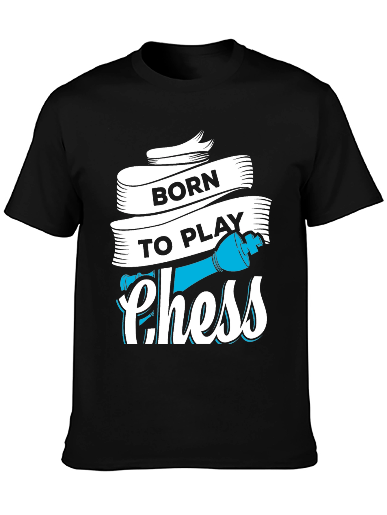 Black Born To Play Chess T-Shirt - Graphic Tee for Chess Lovers view 3