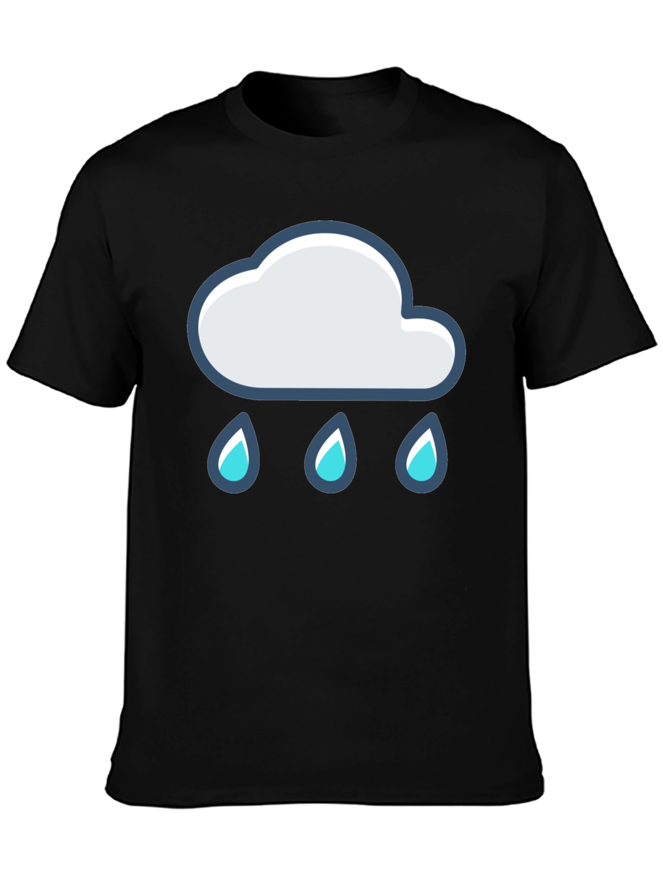 Black Cloud Rain T-Shirt - Black Cotton Tee view 3