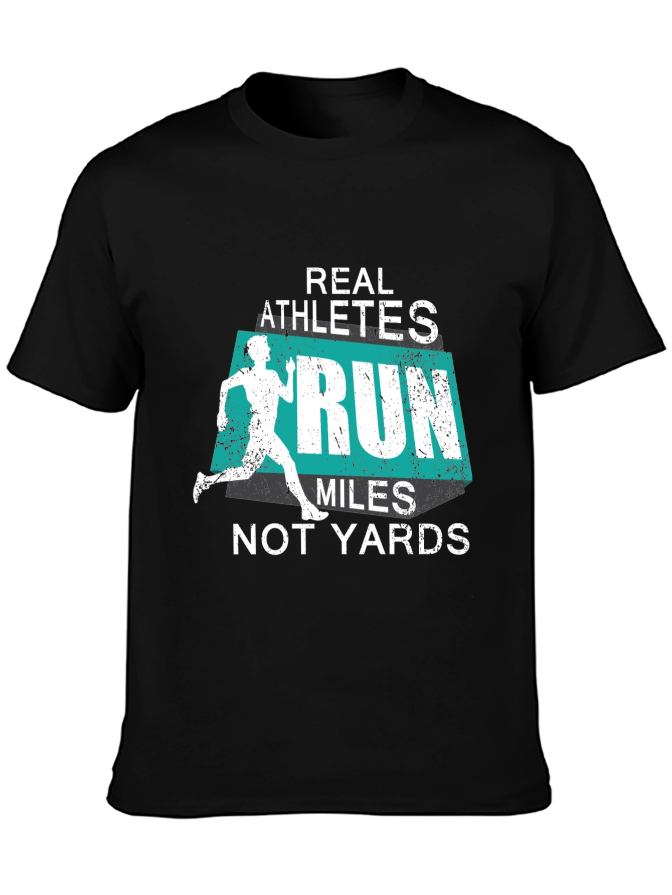 Black Real Athletes Run Miles T-Shirt view 3