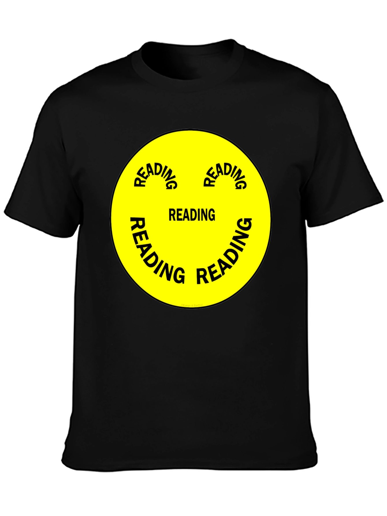 Black Reading Smiley Face Graphic T-Shirt view 3