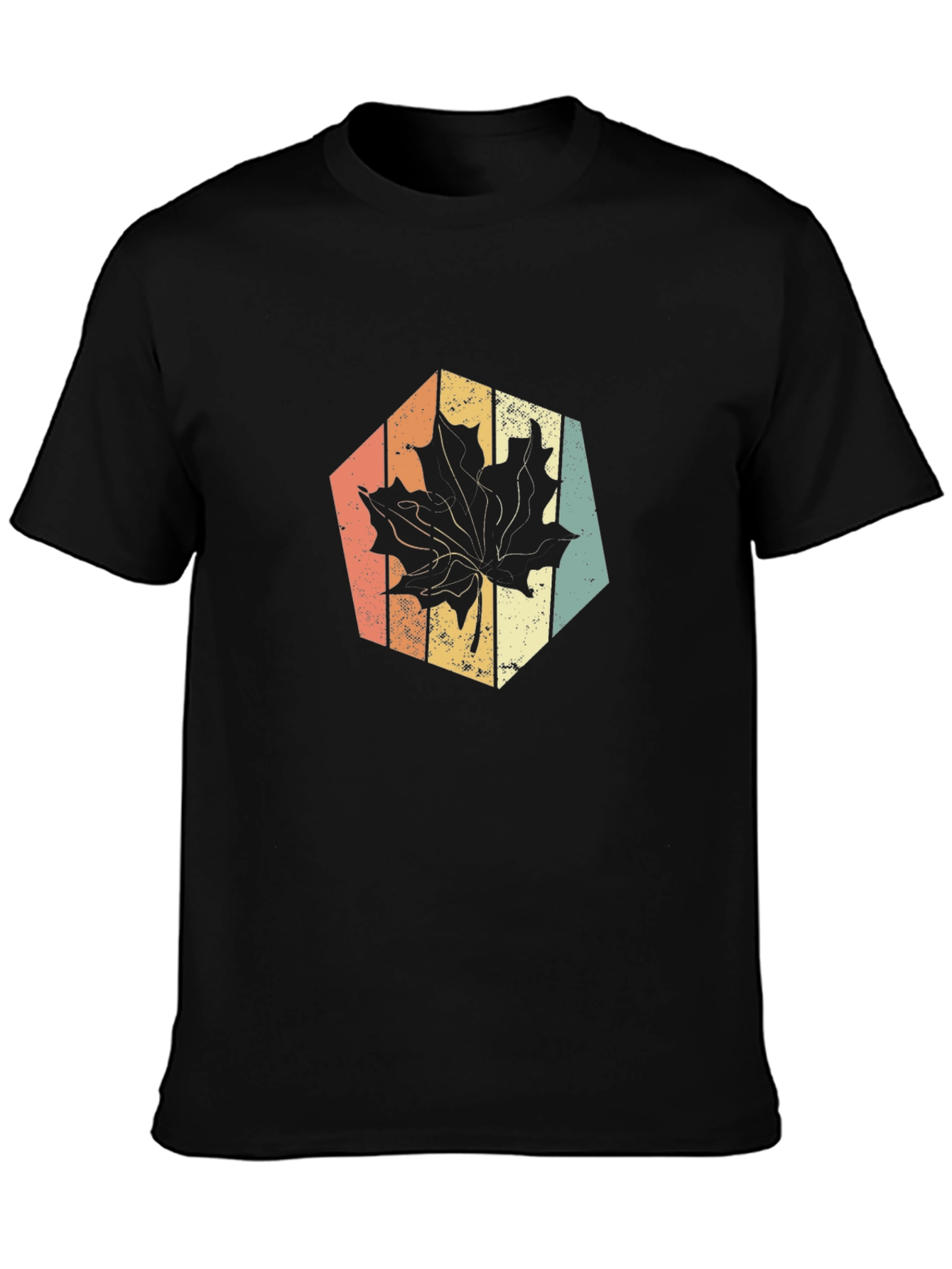 Black Retro Maple Leaf Graphic Tee view 3