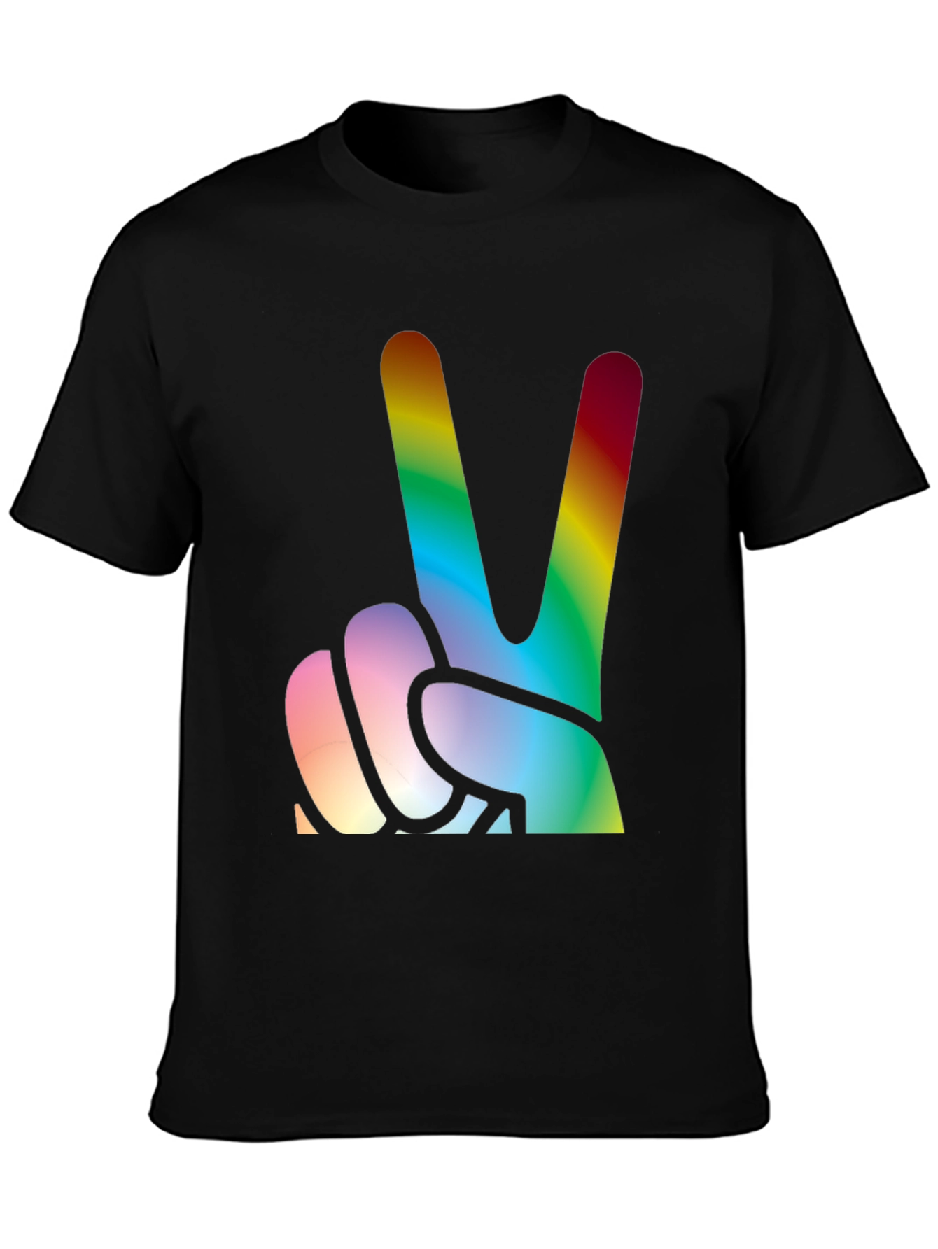 Black Rainbow Peace Sign Graphic Tee view 3
