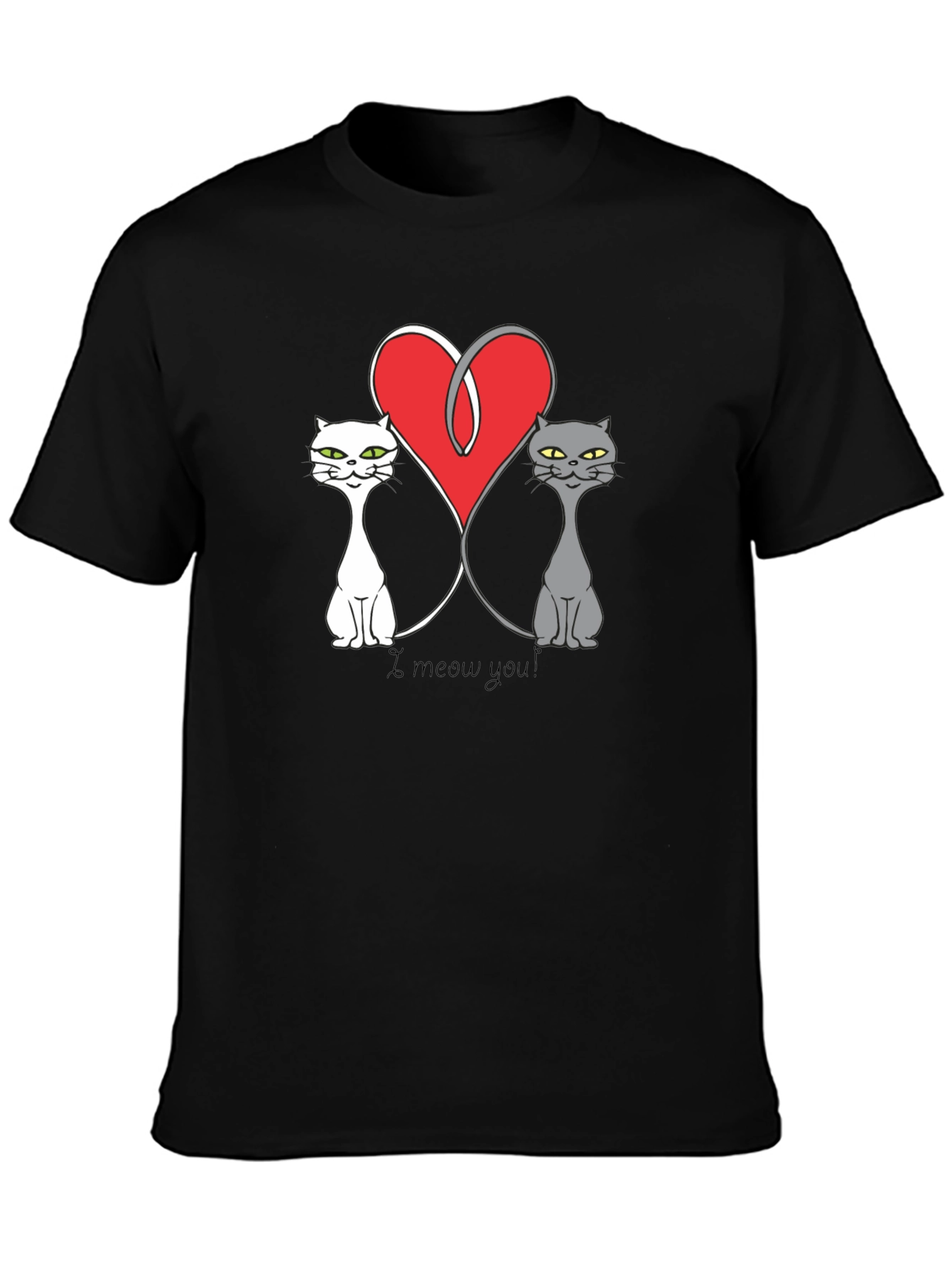 Black I Meow You Cat Lover Graphic Tee view 3