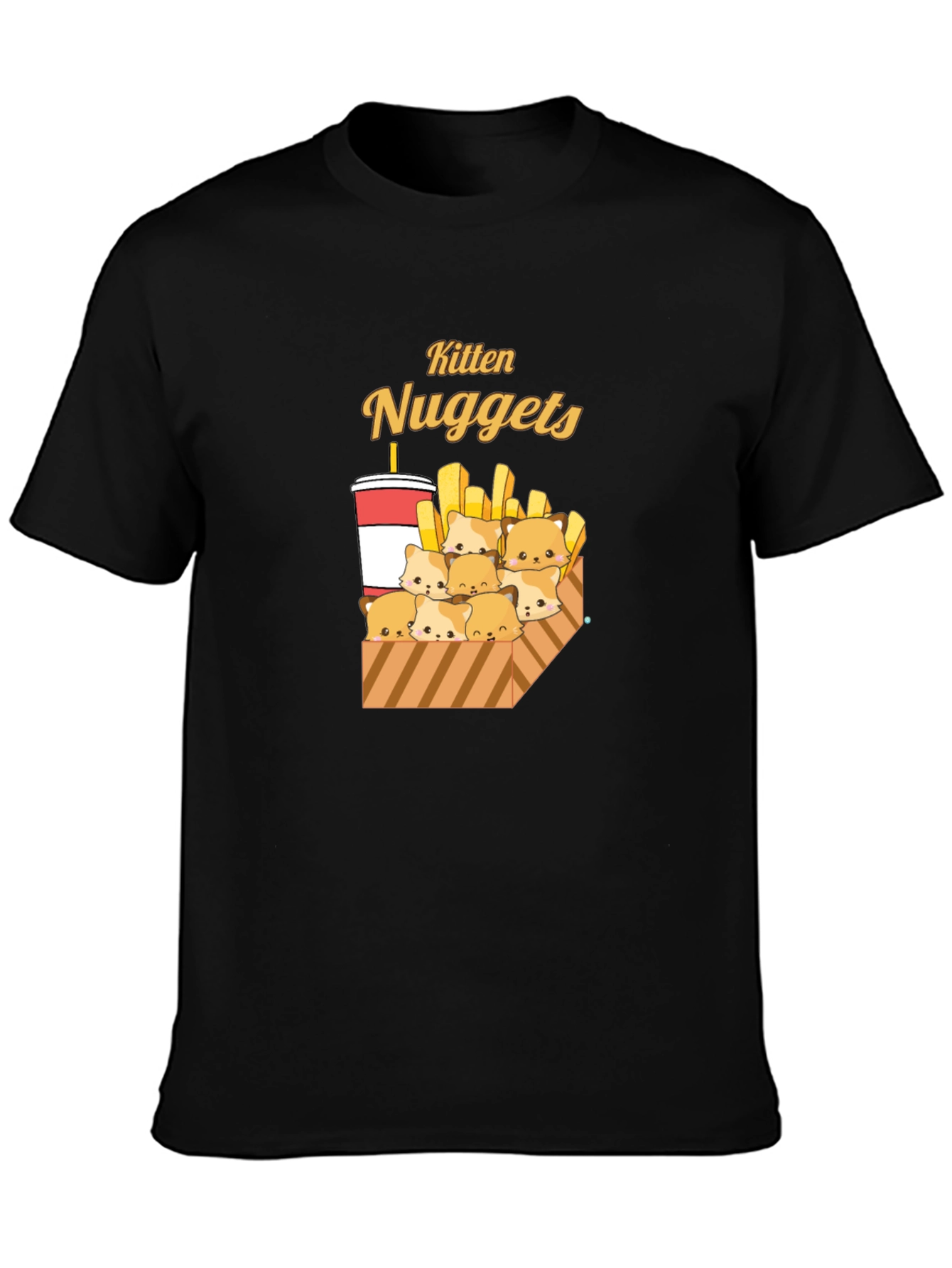 Black Kitten Nuggets T-Shirt - Cute Cartoon Tee view 3