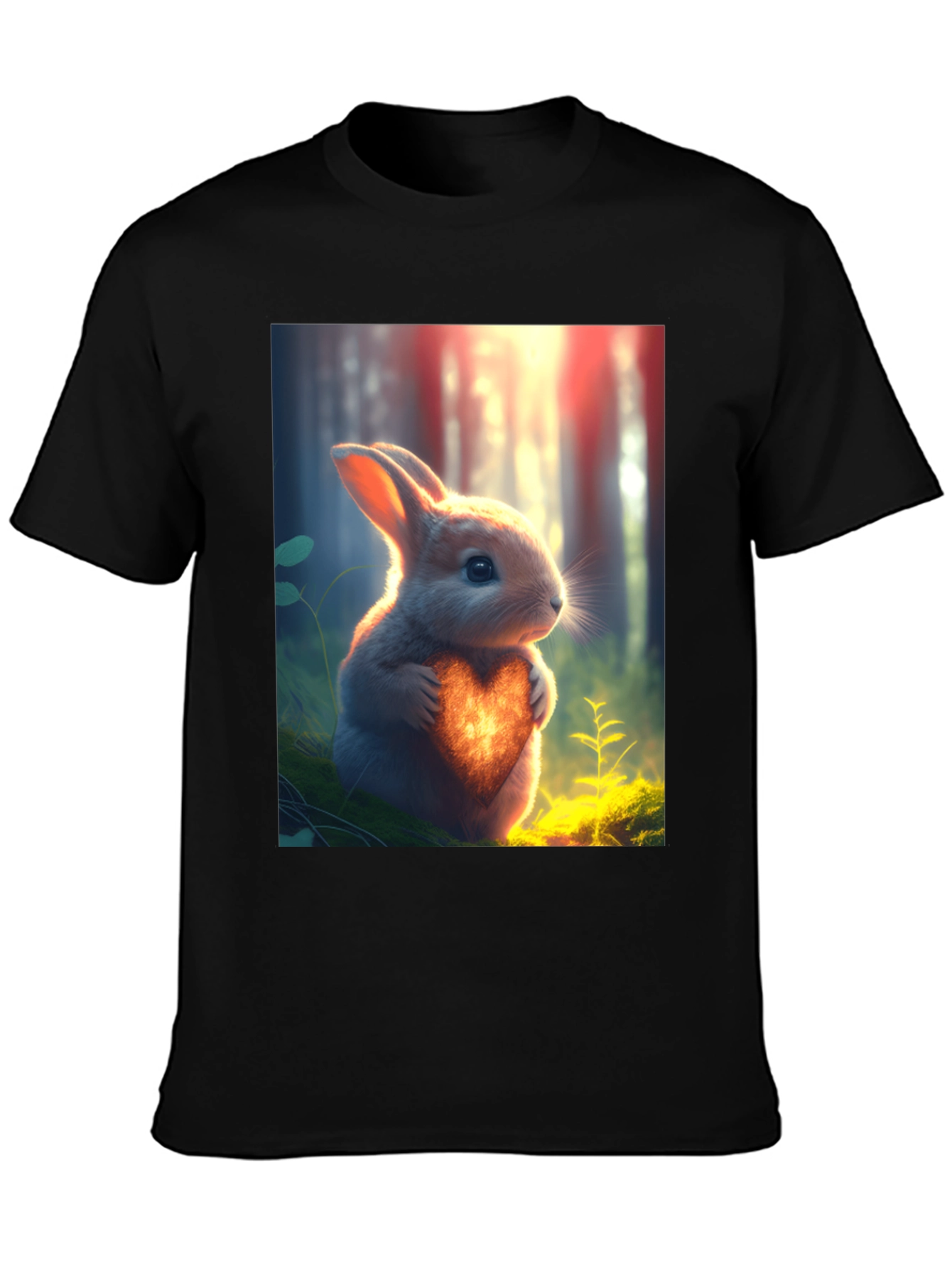 Black Heartfelt Bunny Graphic Tee - Soft Black Cotton view 3
