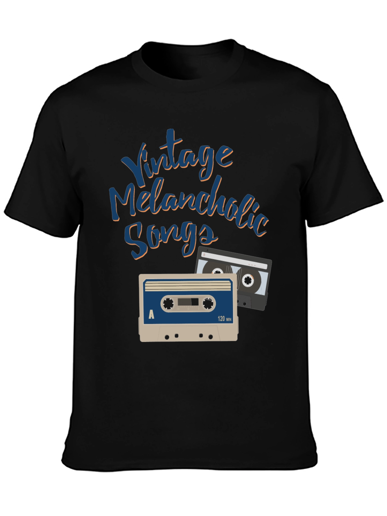Black Vintage Melancholic Songs Graphic Tee view 3