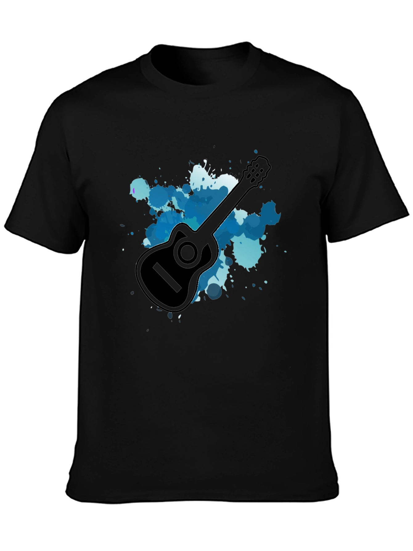 Black Guitar Graphic Black T-Shirt view 3