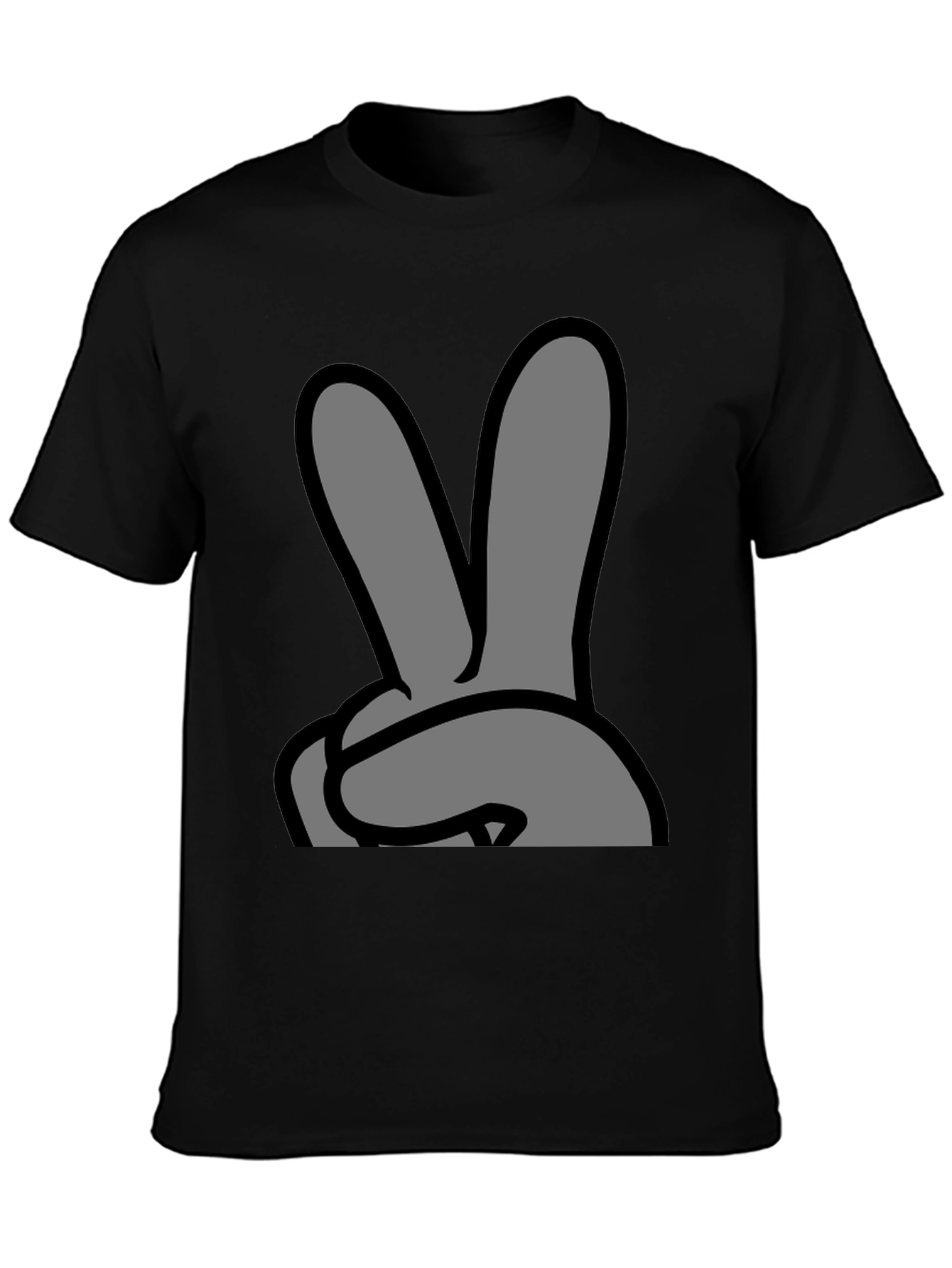 Black Peace Sign Graphic Black T-Shirt view 3