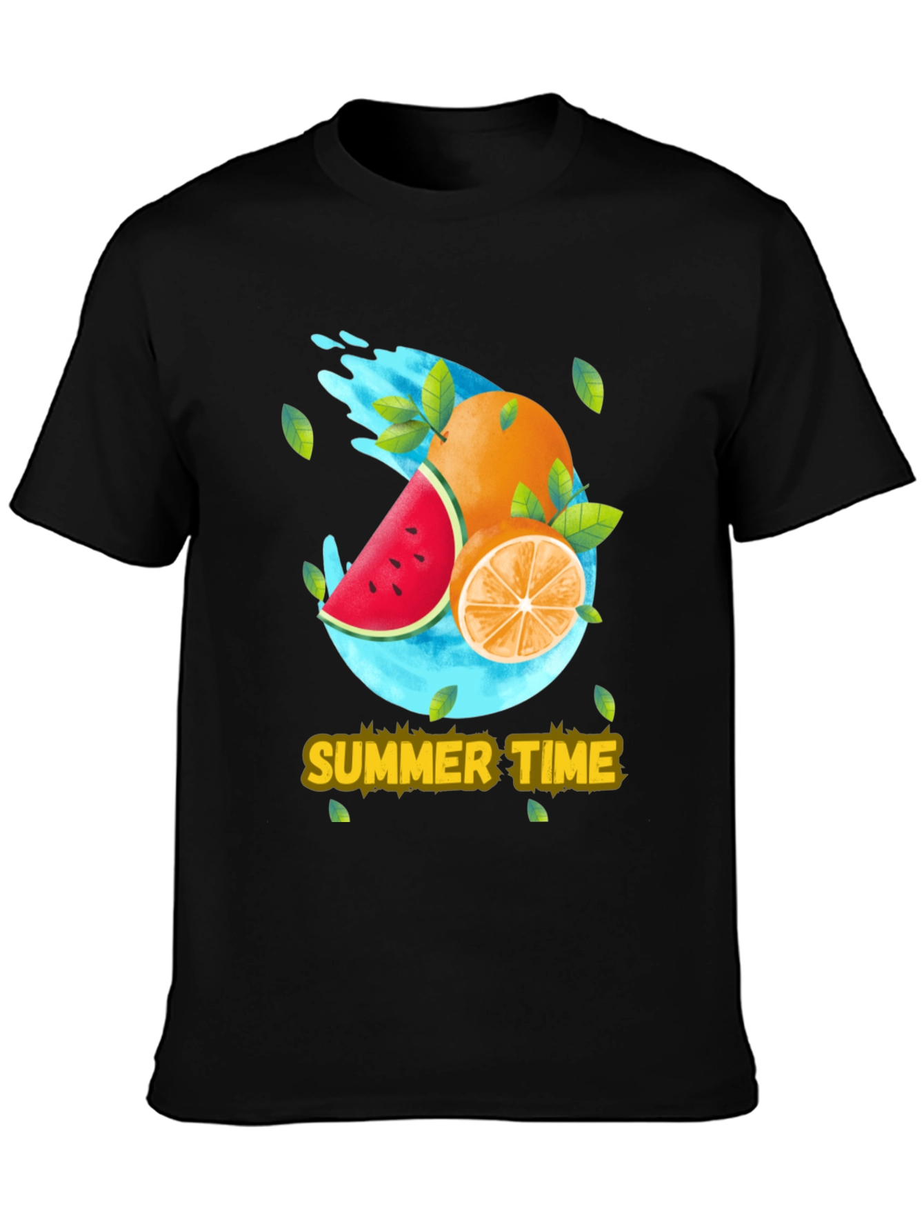 Black Summer Time Fruit T-Shirt view 3