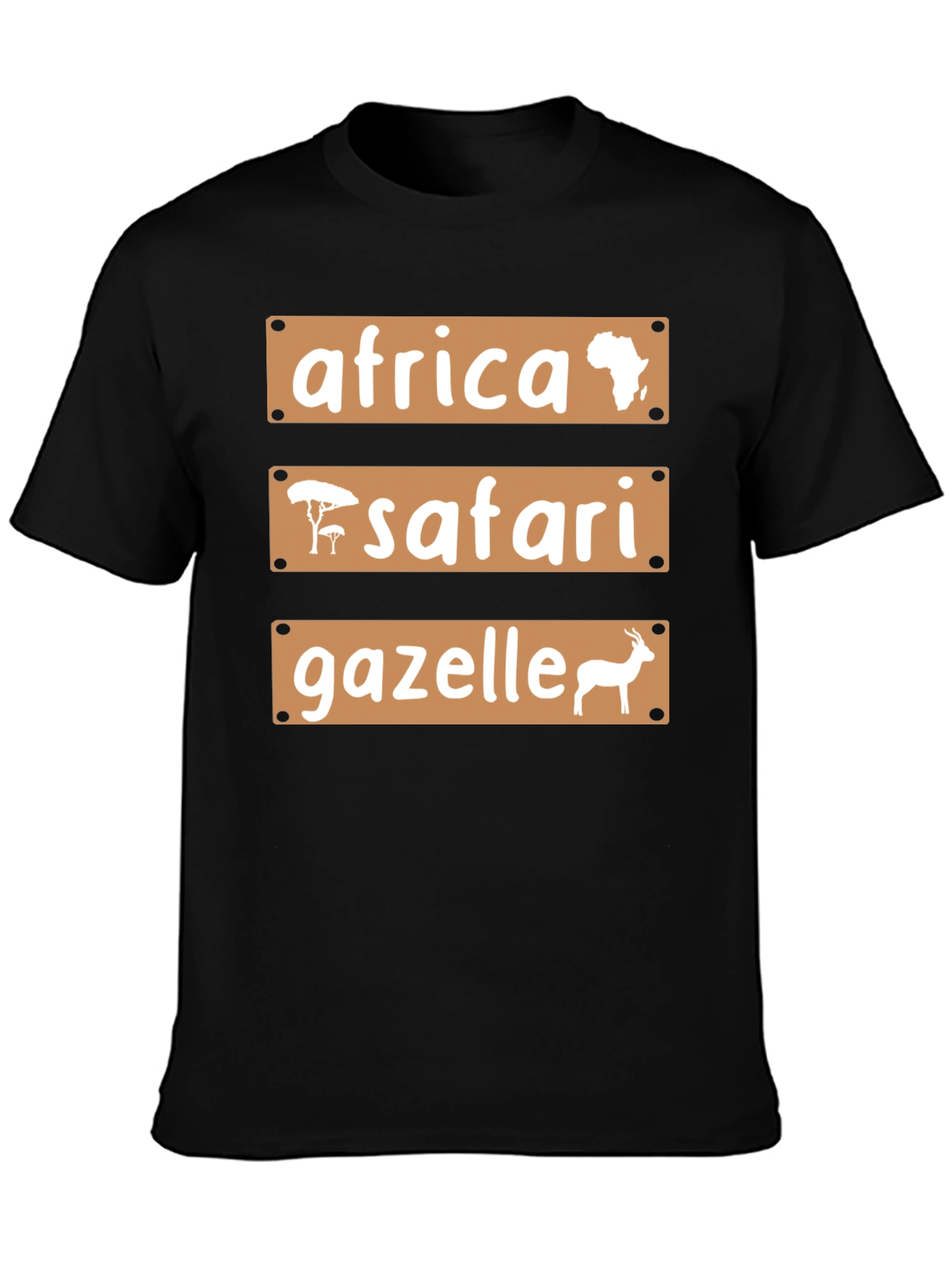 Black Africa Safari Gazelle Graphic T-Shirt view 3