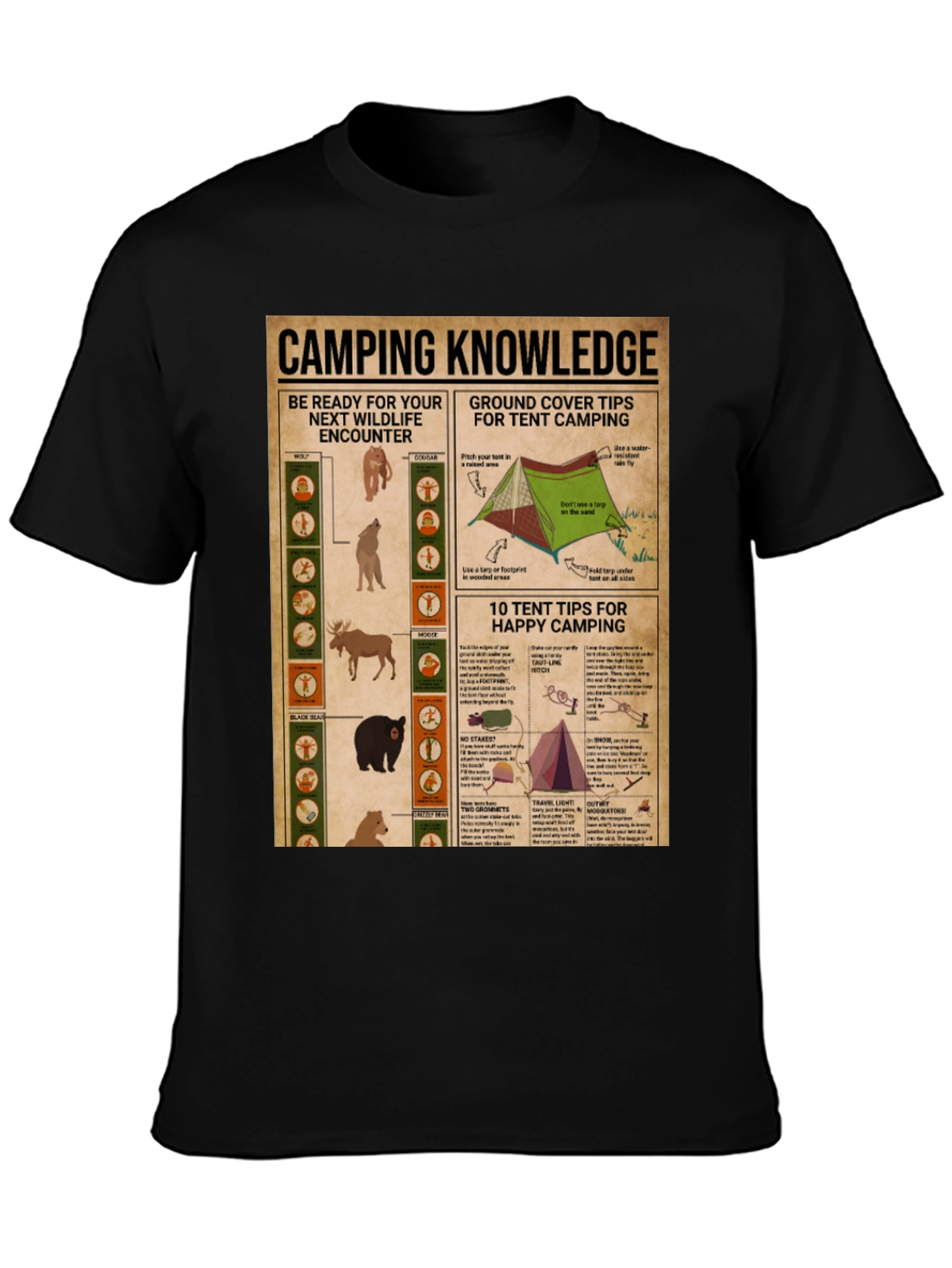 Black Camping Knowledge T-Shirt view 3