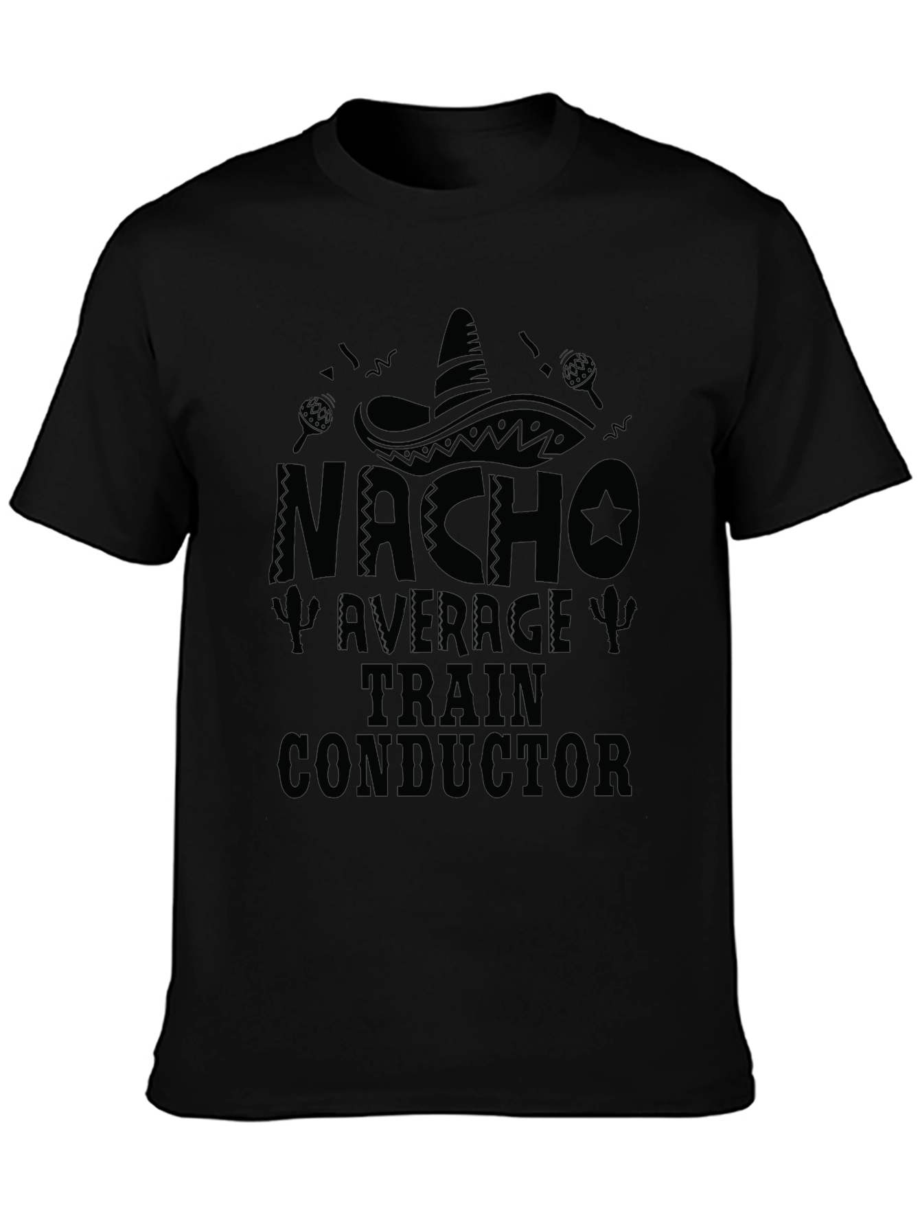 Black Nacho Average Train Conductor Graphic Tee view 3