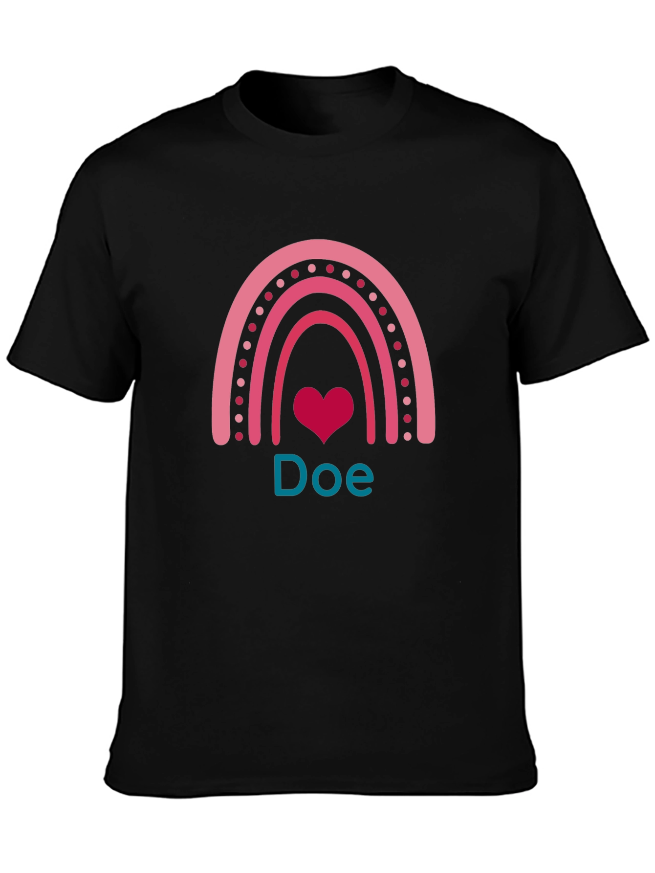 Black Rainbow Heart Custom T-Shirt - Doe view 3