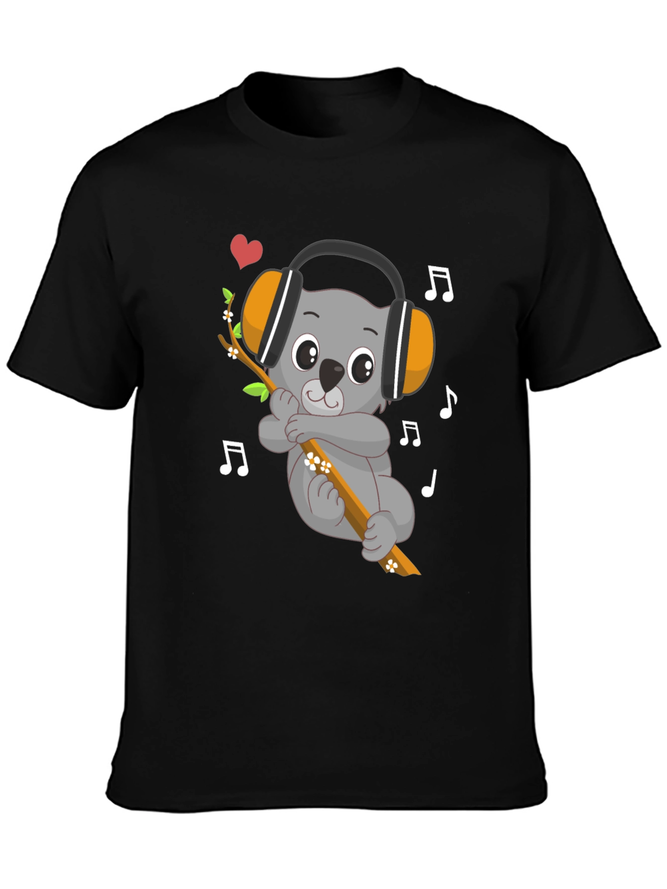 Black Cute Koala Music Lover Graphic Tee view 3