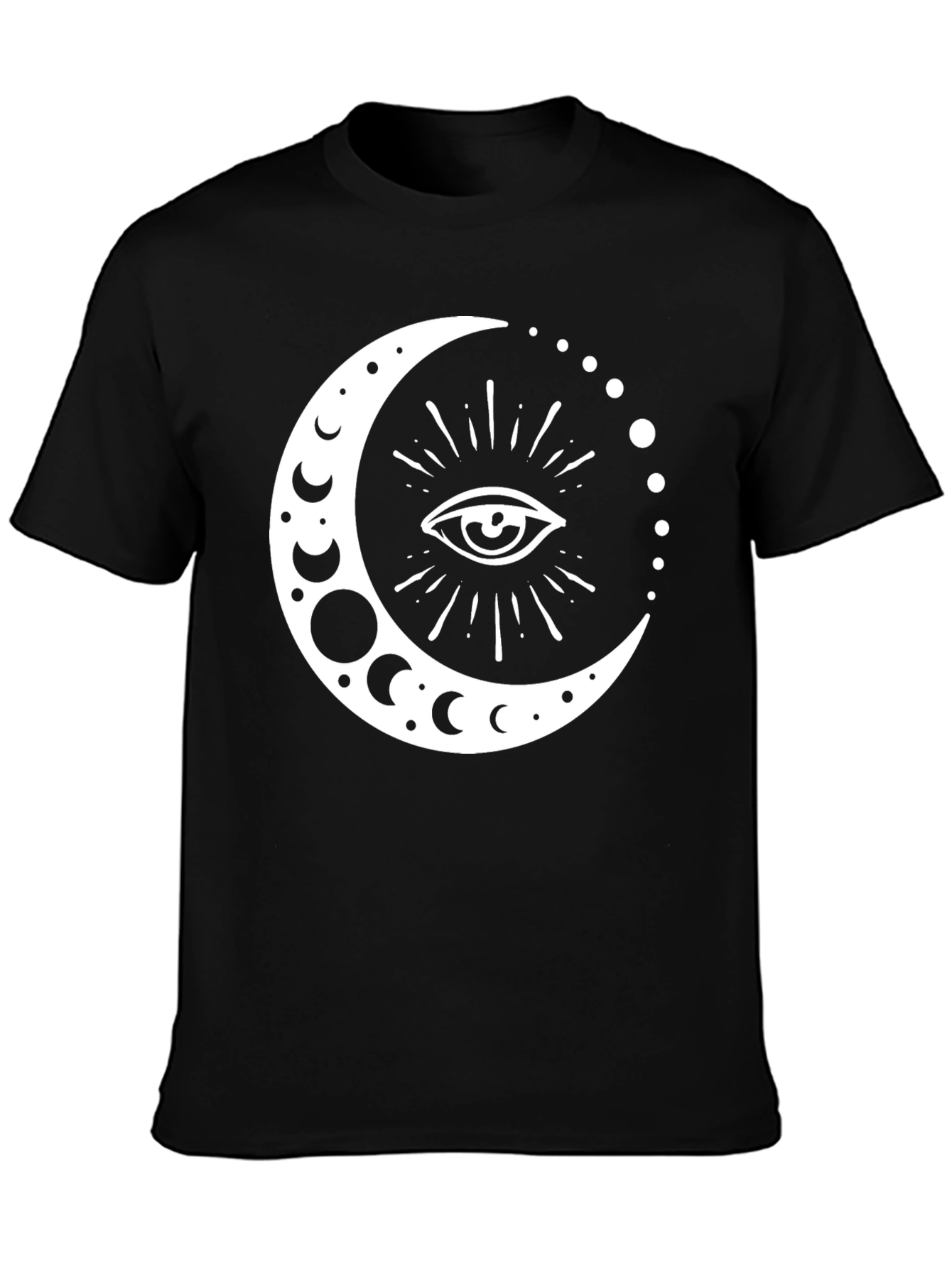 Black Mystic Moon Eye Graphic T-Shirt - Black Cotton view 3