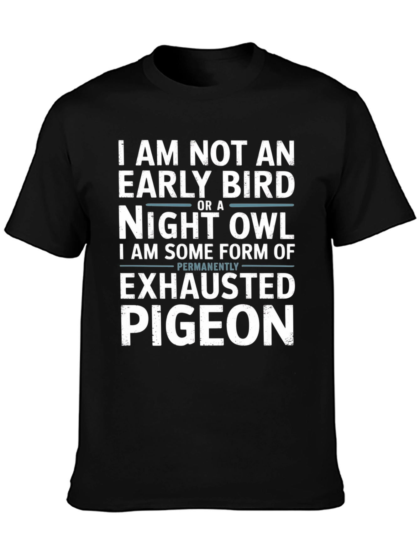 Black Exhausted Pigeon Funny Graphic T-Shirt view 3