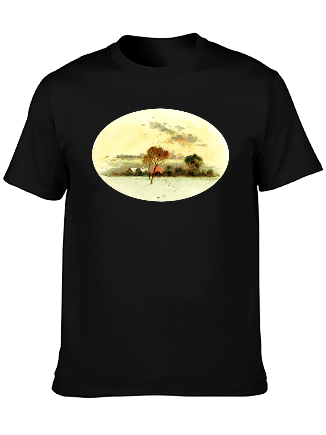 Black Winter Landscape Graphic Black T-Shirt view 3