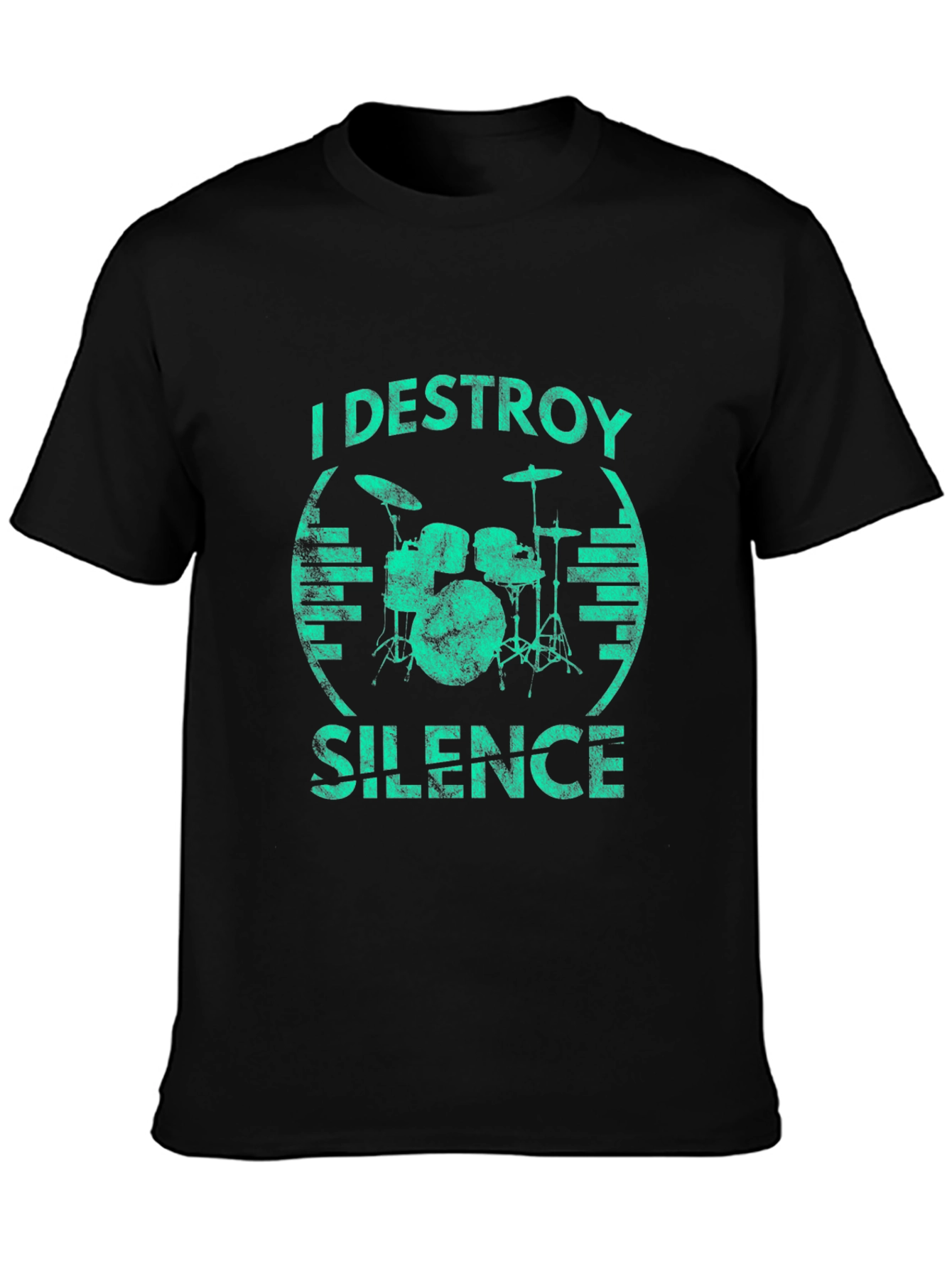 Black I Destroy Silence Drummer T-Shirt - Black view 3