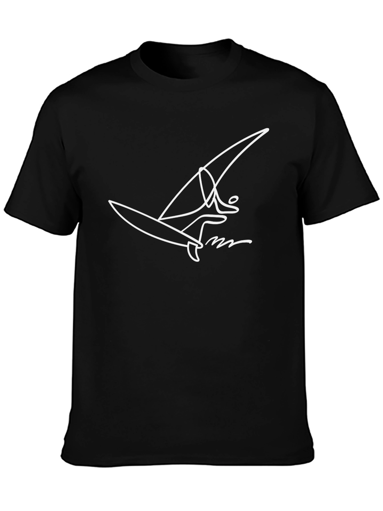 Black Minimalist Windsurfer Graphic Tee - Black Cotton Blend view 3