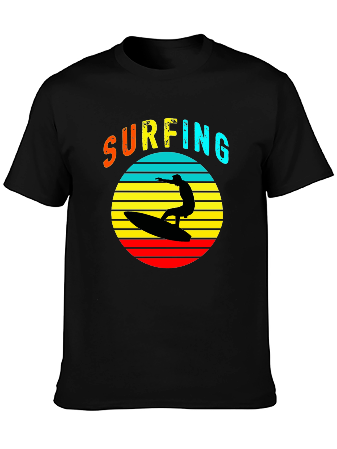Black Retro Surfing T-Shirt - Vintage Style Tee view 3
