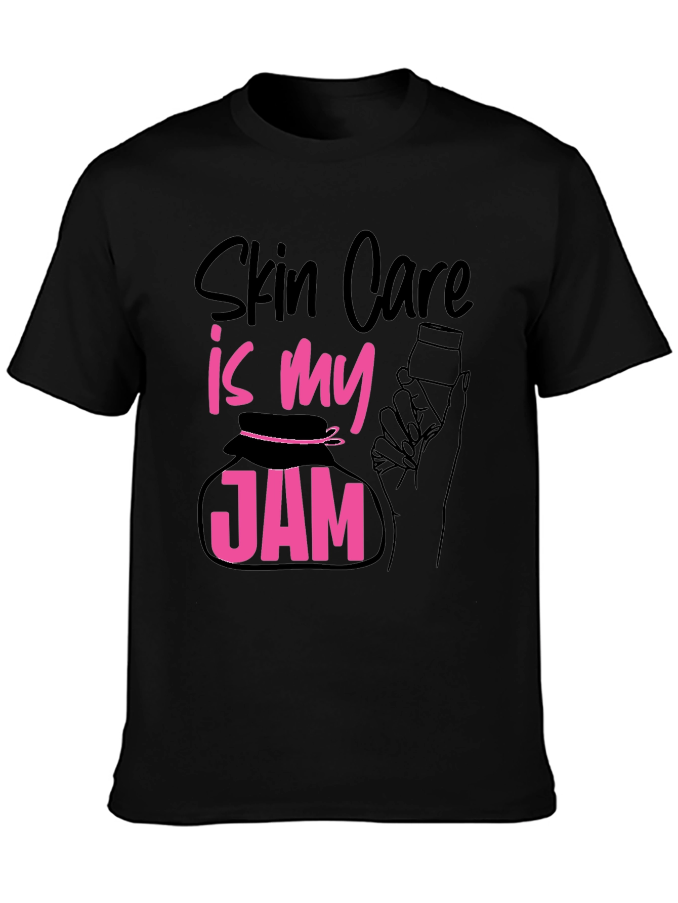 Black Skin Care Is My Jam T-Shirt - Black Cotton Tee view 3