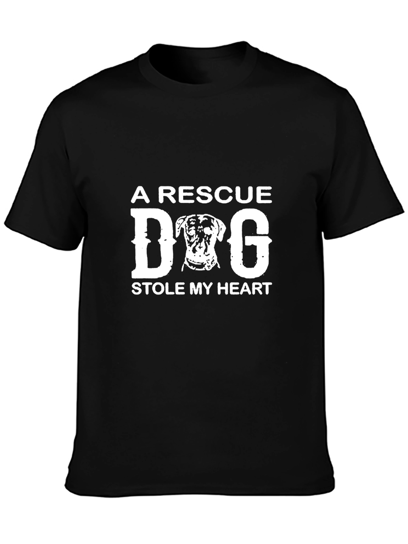 Black Rescue Dog Stole My Heart Black T-Shirt view 3