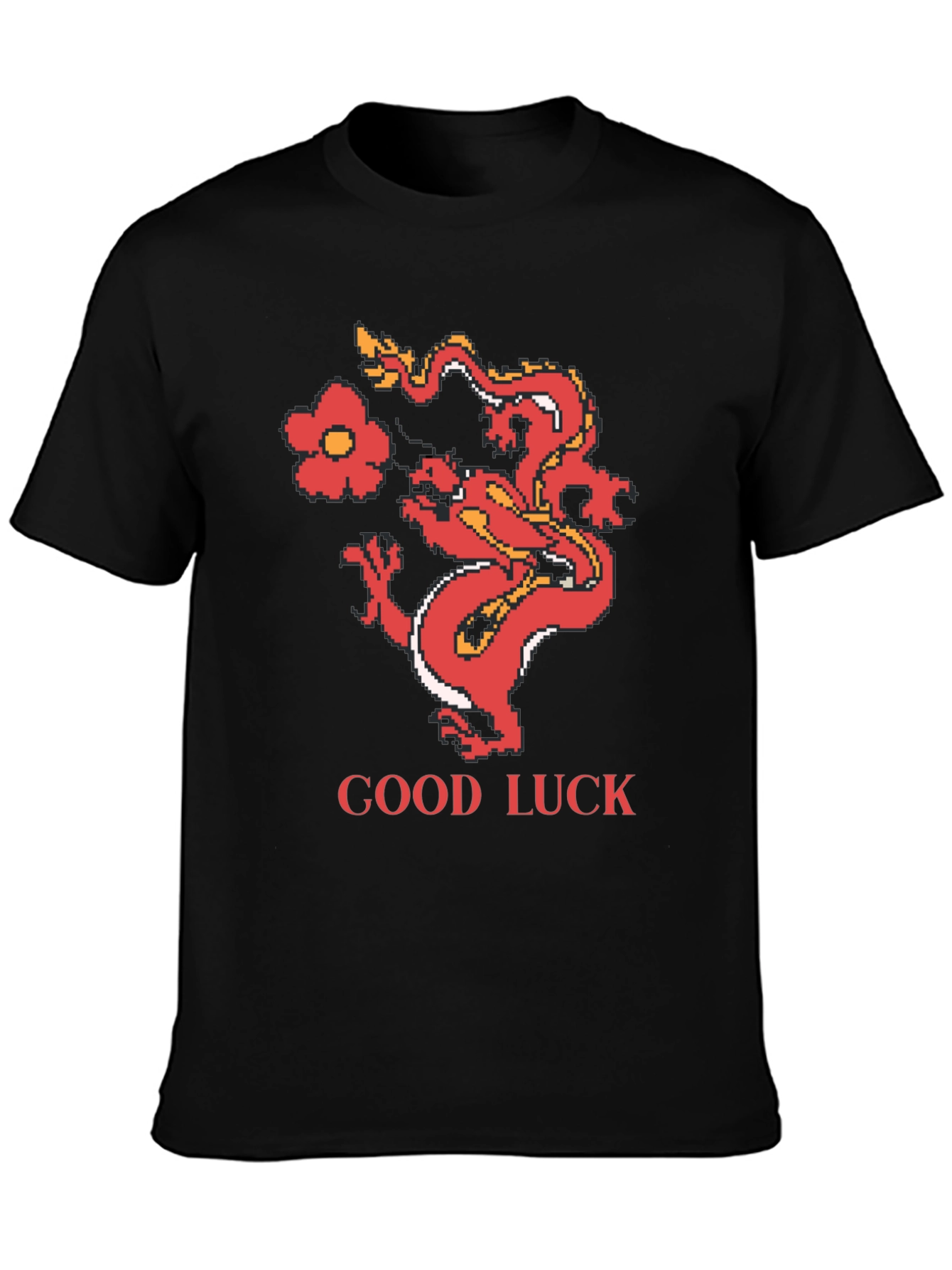 Black Good Luck Dragon Graphic Tee - Retro Style view 3