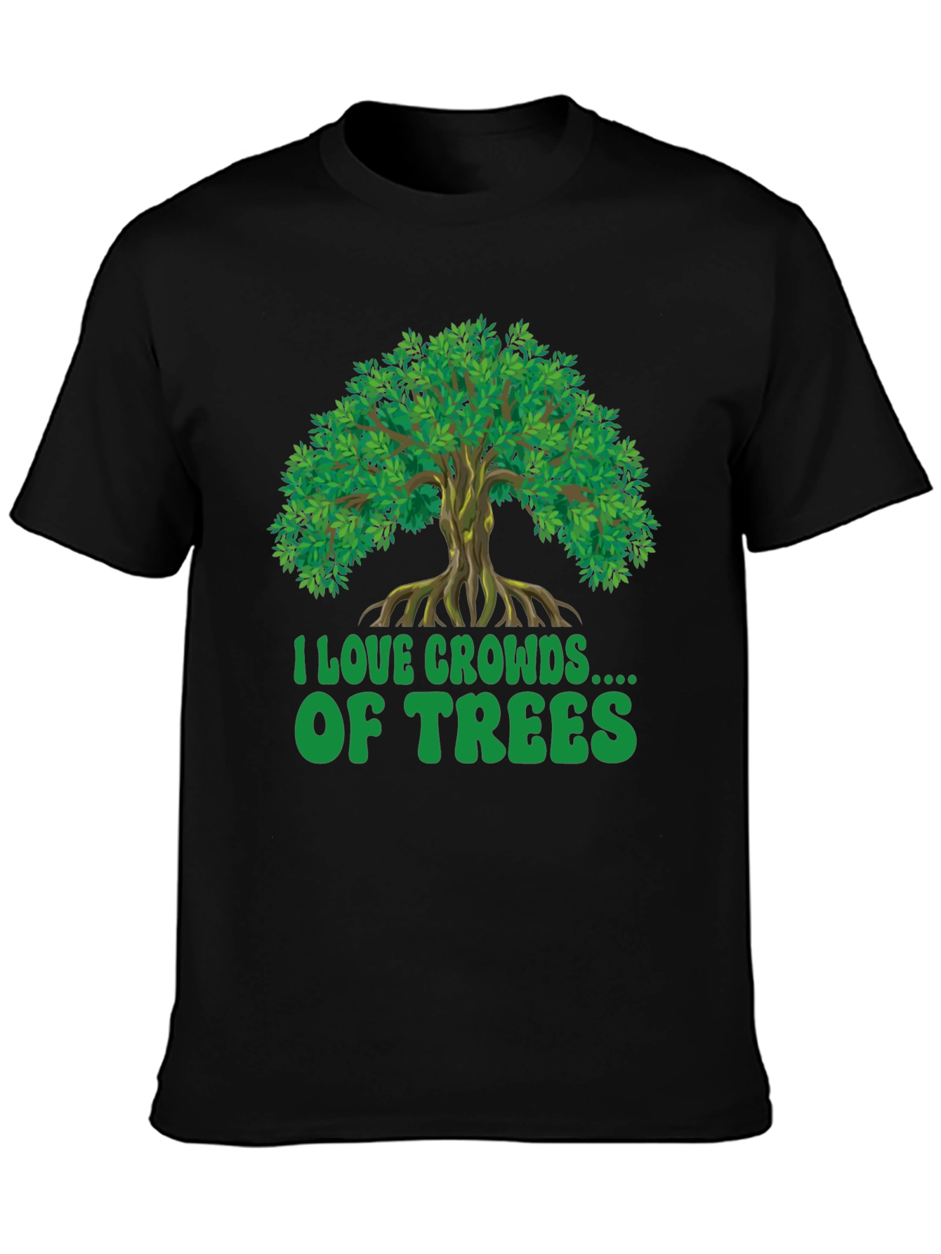 Black I Love Crowds of Trees Graphic T-Shirt view 3
