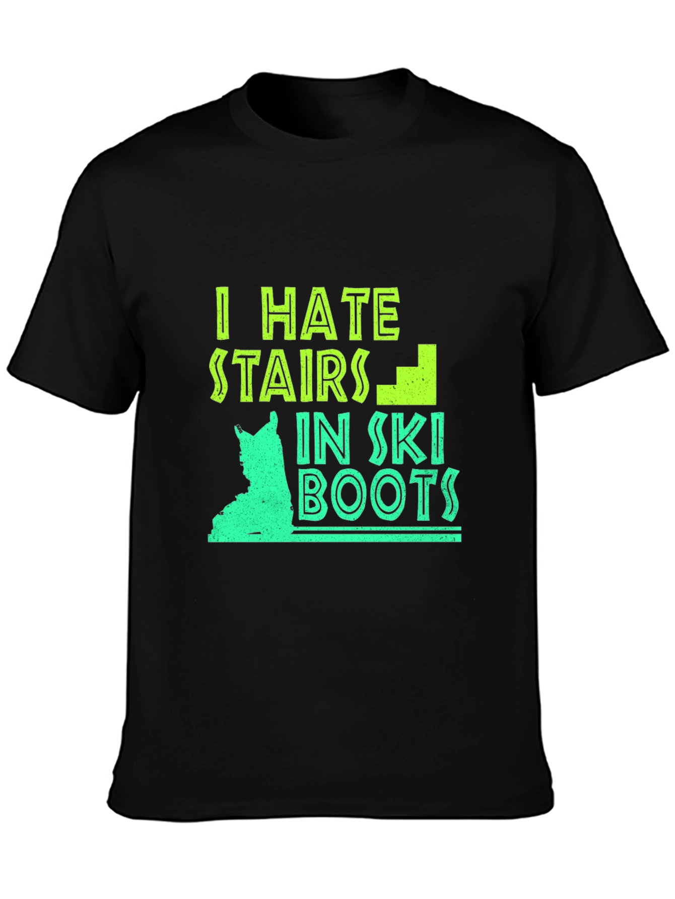 Black I Hate Stairs in Ski Boots Graphic Tee view 3