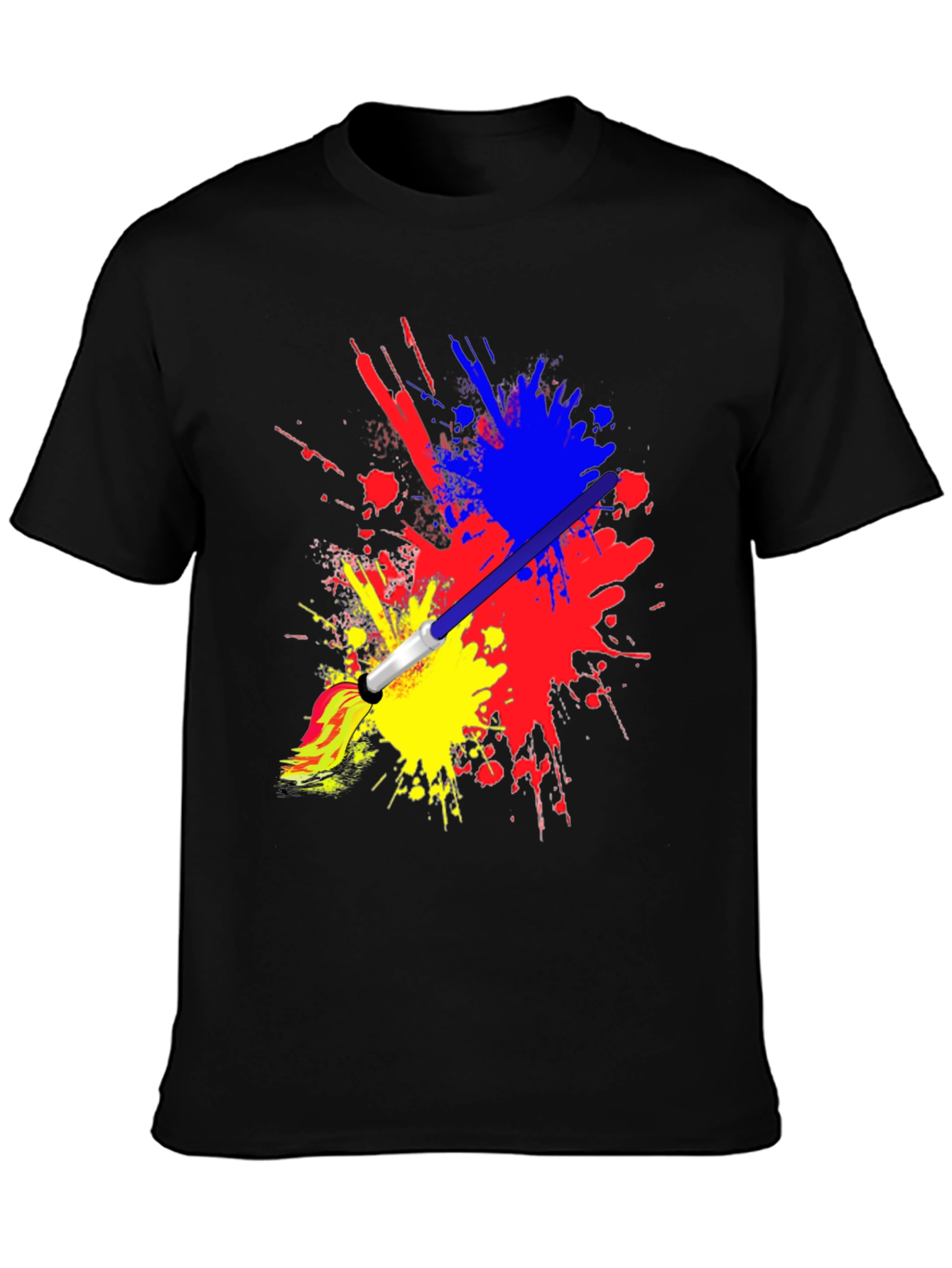 Black Paint Splatter Brush Stroke Graphic Tee view 3
