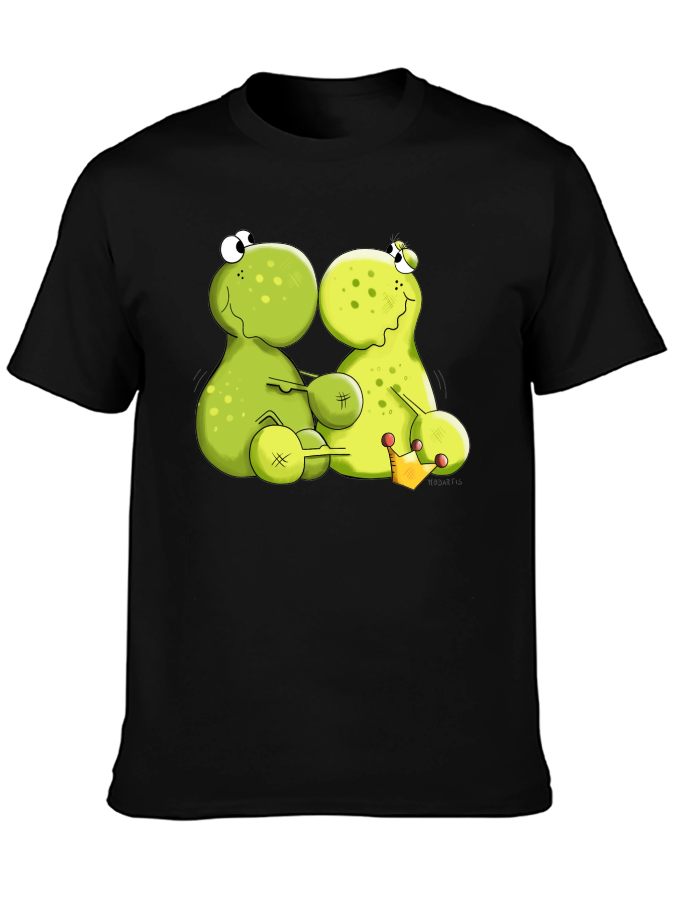 Black Funny Frog Cartoon Graphic Black T-Shirt view 3