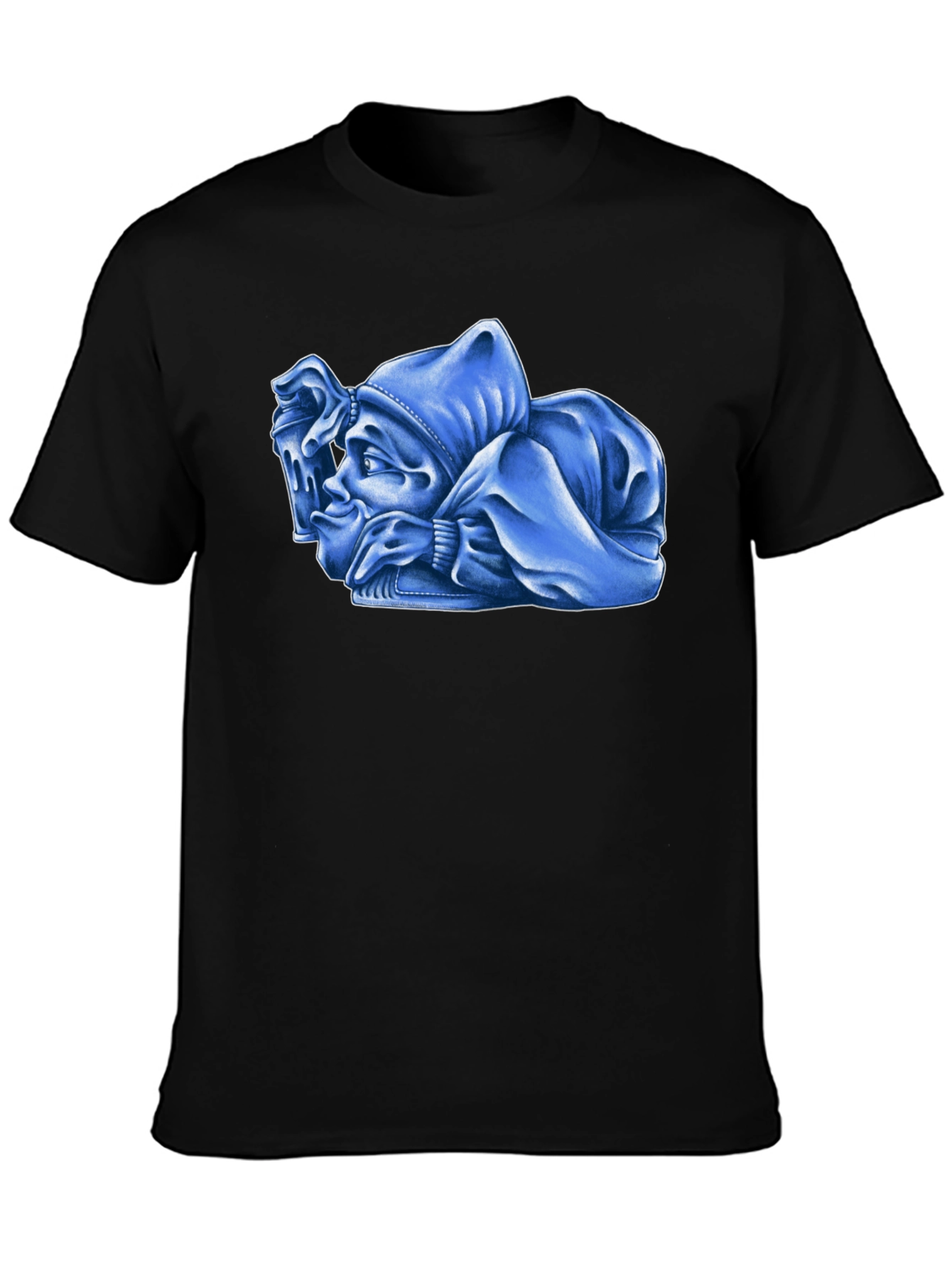 Black Blue Cartoon Character Graphic Black T-Shirt view 3
