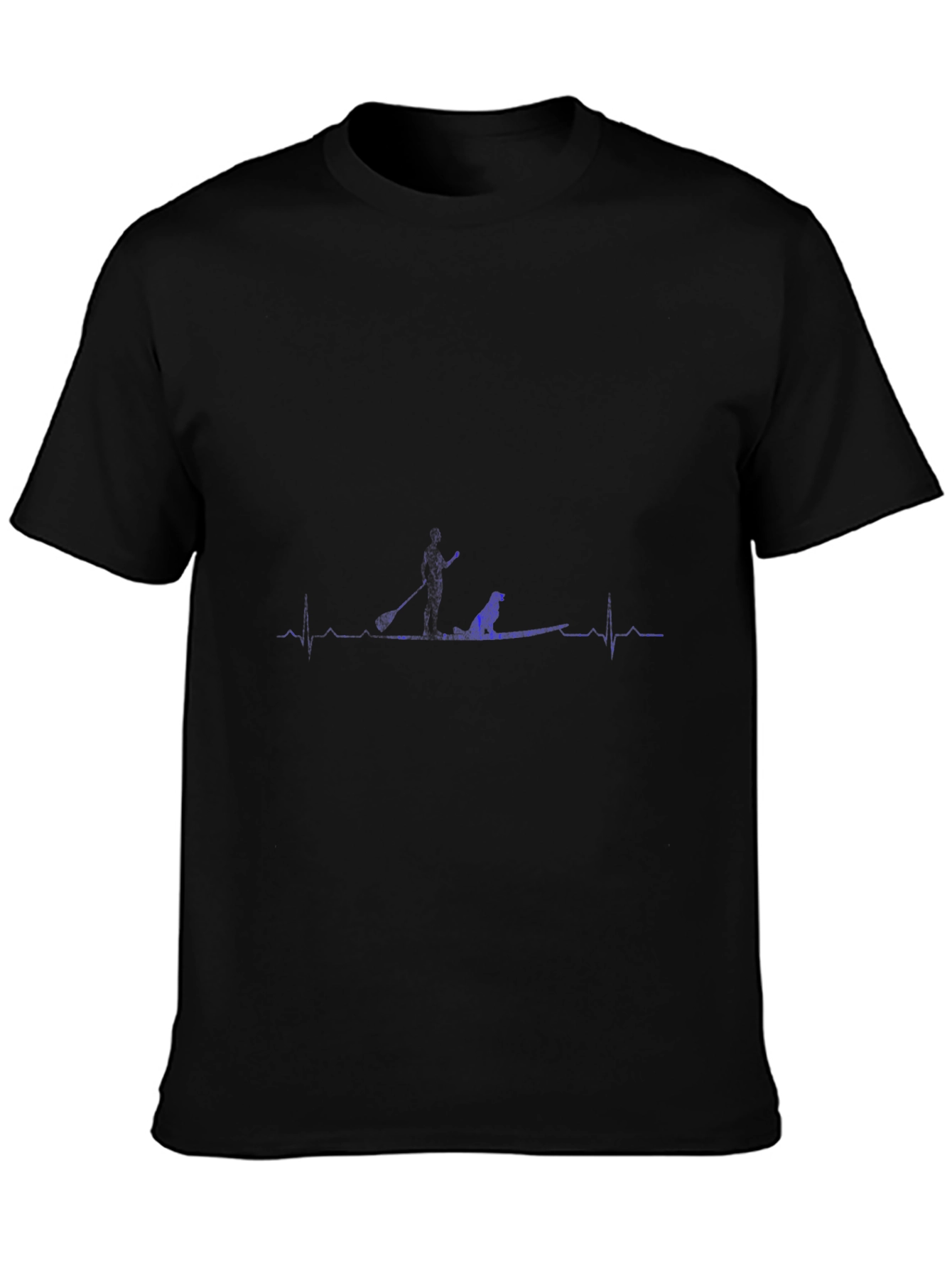 Black Paddle Boarding Dog Heartbeat Tee view 3