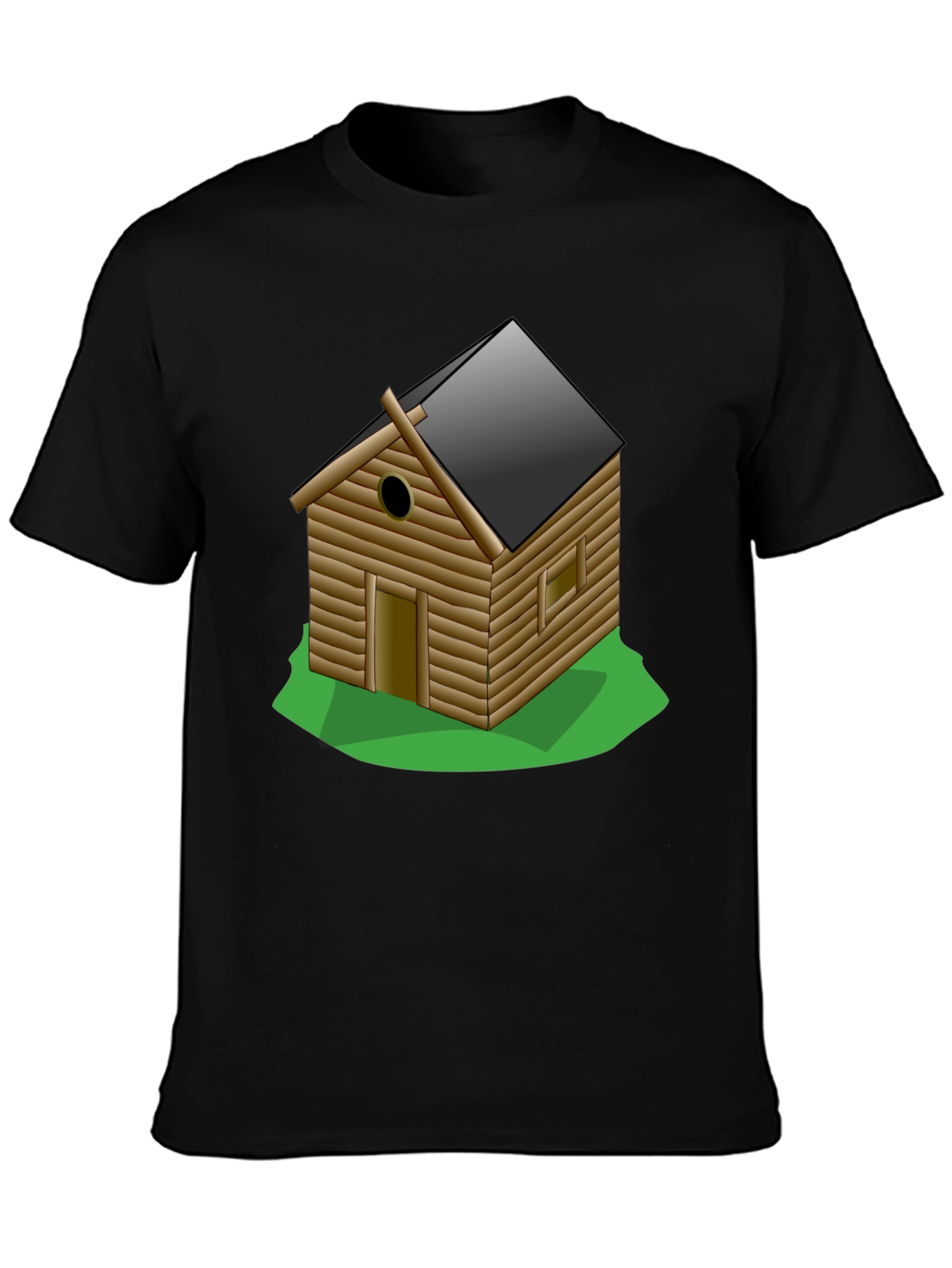Black Log Cabin Graphic Tee - Novelty T-Shirt view 3