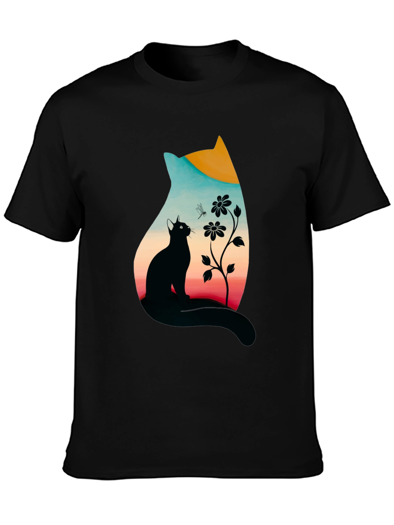 Black Cat Silhouette Graphic Print Tee view 3