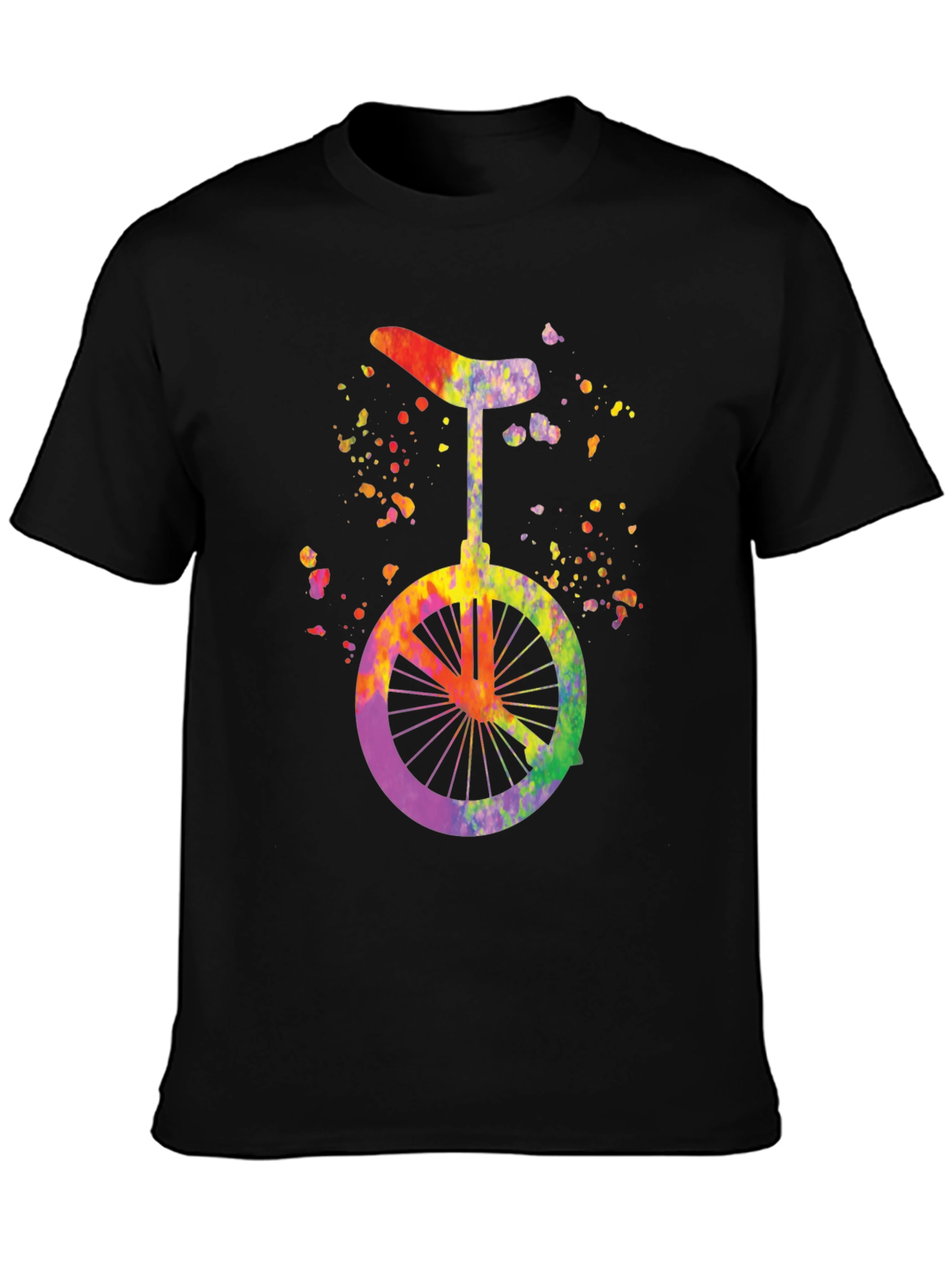 Black Watercolor Unicycle Graphic T-Shirt - Black view 3